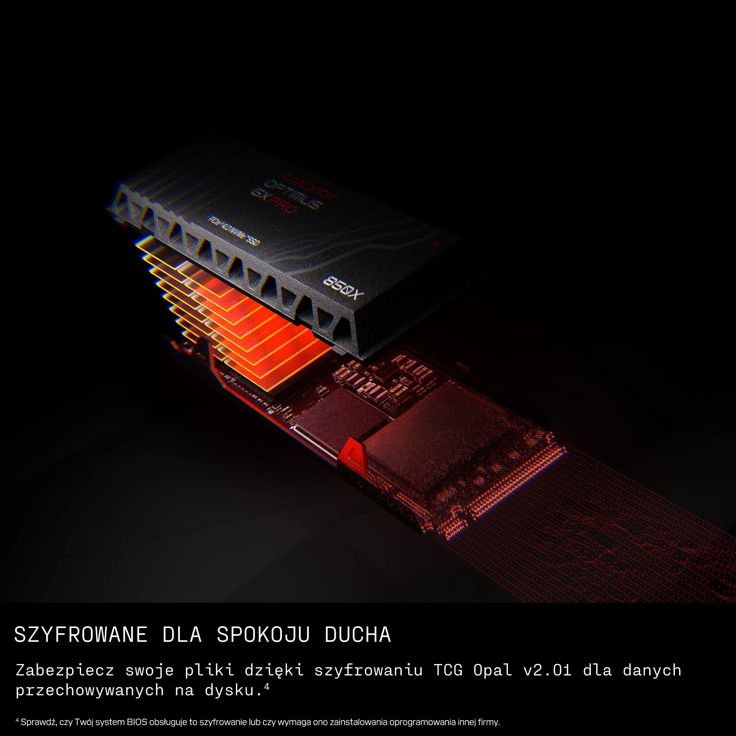 SANDISK Optimus GX PRO 850X NVMe SSD z radiatorem 8 TB (do 7200/6600 MB/s prędkościom odczytu/zapisu sekwencyjnego, M.2 2280, PCIe 4.0, do 4800 TBW)