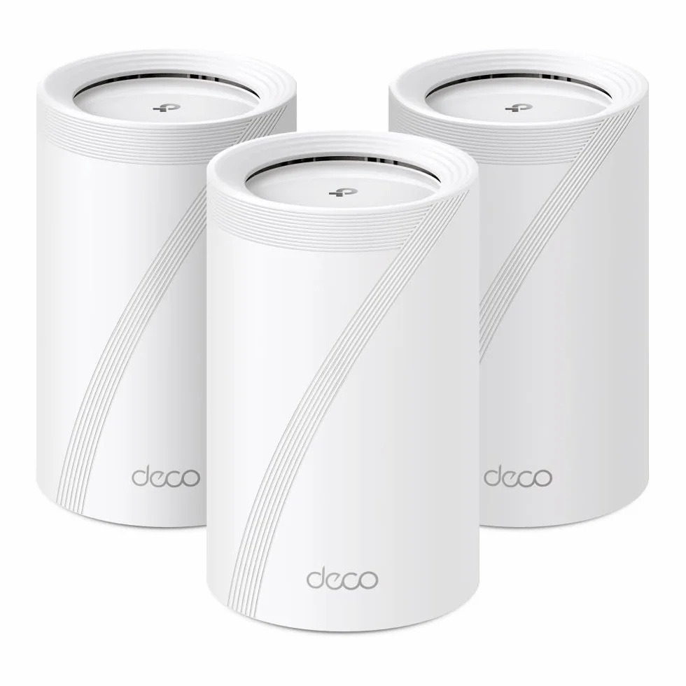 TP-Link Deco BE65 Wi-Fi 7 Mesh WLAN Set(3 szt.), Tri-Band, 6G, 320 MHz Channel, MLO, Sieć gościnna, 4x porty 2,5 G, 1x USB 3.0, WPA3, OFDMA, MU-MIMO, AI-Driven Mesh, HomeShield, Biały