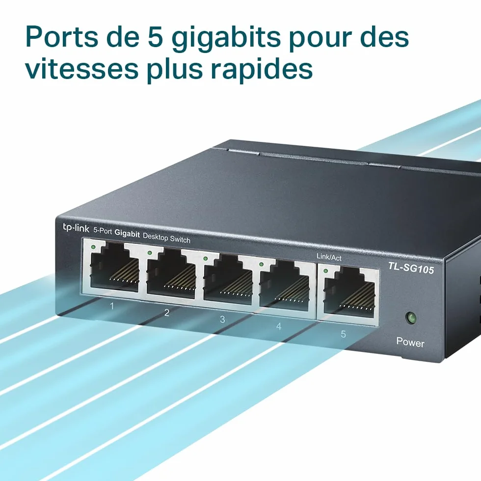TP-Link TL-SG105 Switch Ethernet Gigabit 5 Ports RJ45 Métallique 10/100/1000 Mbps IGMP Snooping