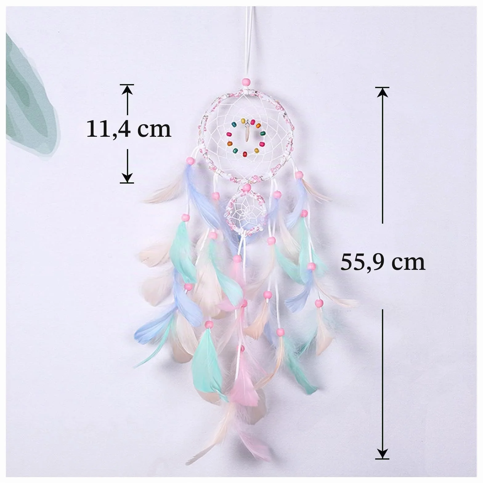 Boho Attrape-Rêves avec Plumes, Dream Catcher 3D Décoration Murale Rose