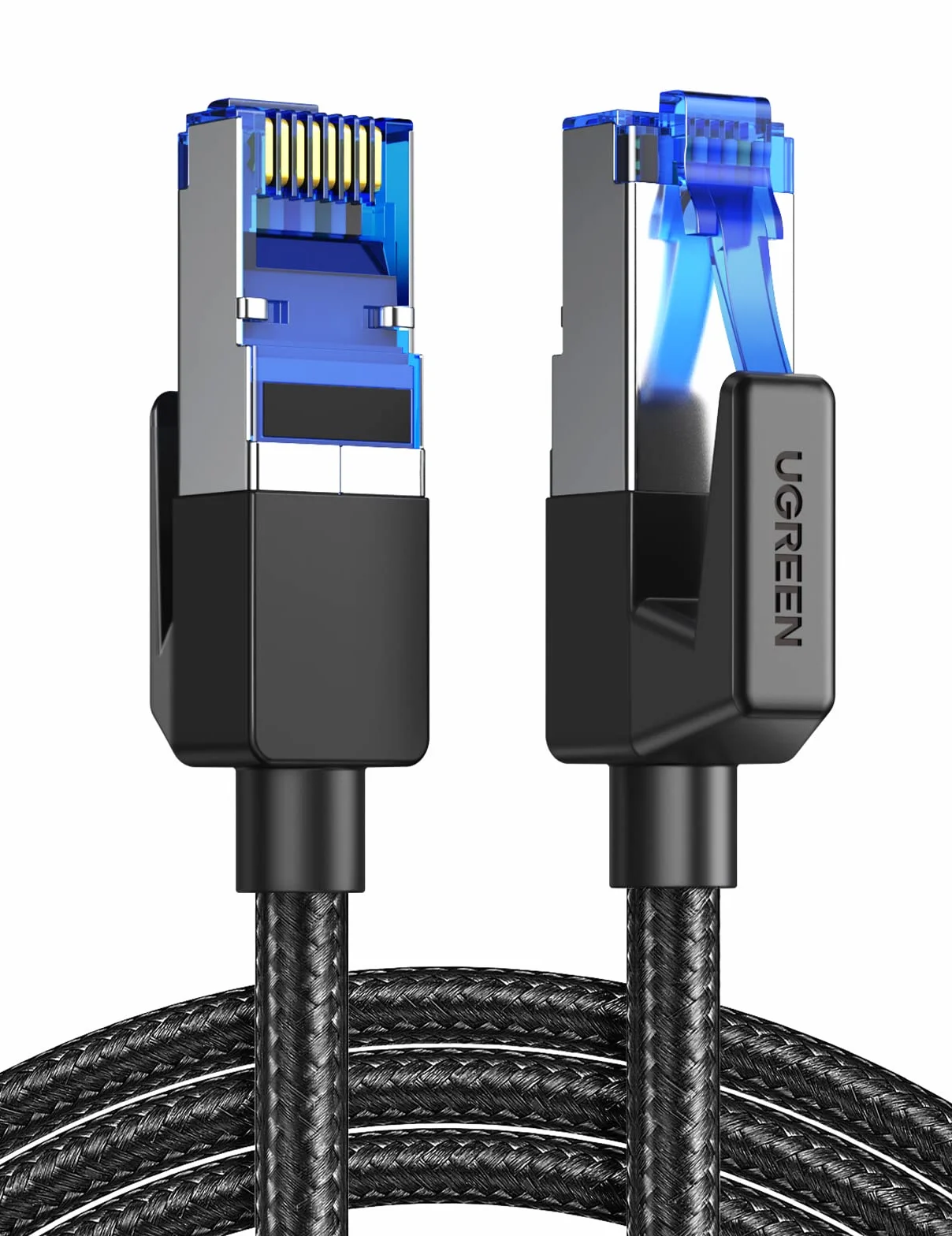 UGREEN Cat 8 Câble Ethernet RJ45 40Gbps 2000MHz Nylon Tressé Double Blindage 1M