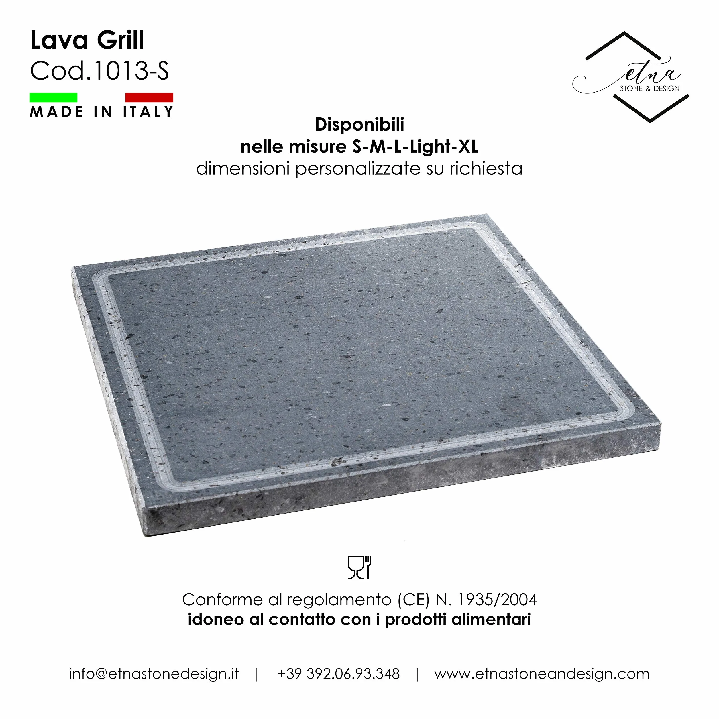 Lava Griller Pierre de lave ETNEA Plaque lévigaée 30 x 30 cm pour four et barbecue cuisson viande, poisson, légumes et pizza Etna Stone & Design (S)
