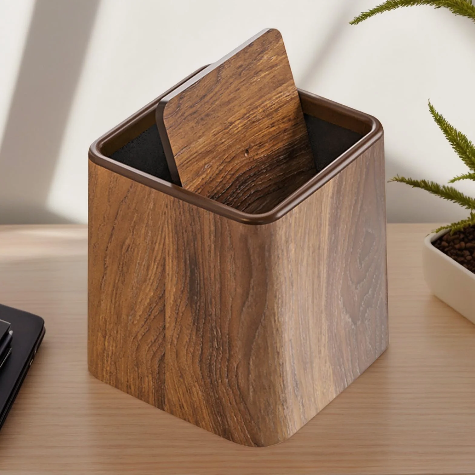 Poubelle de bureau avec couvercle pour tri sélectif rétro organisateur peu encombrant