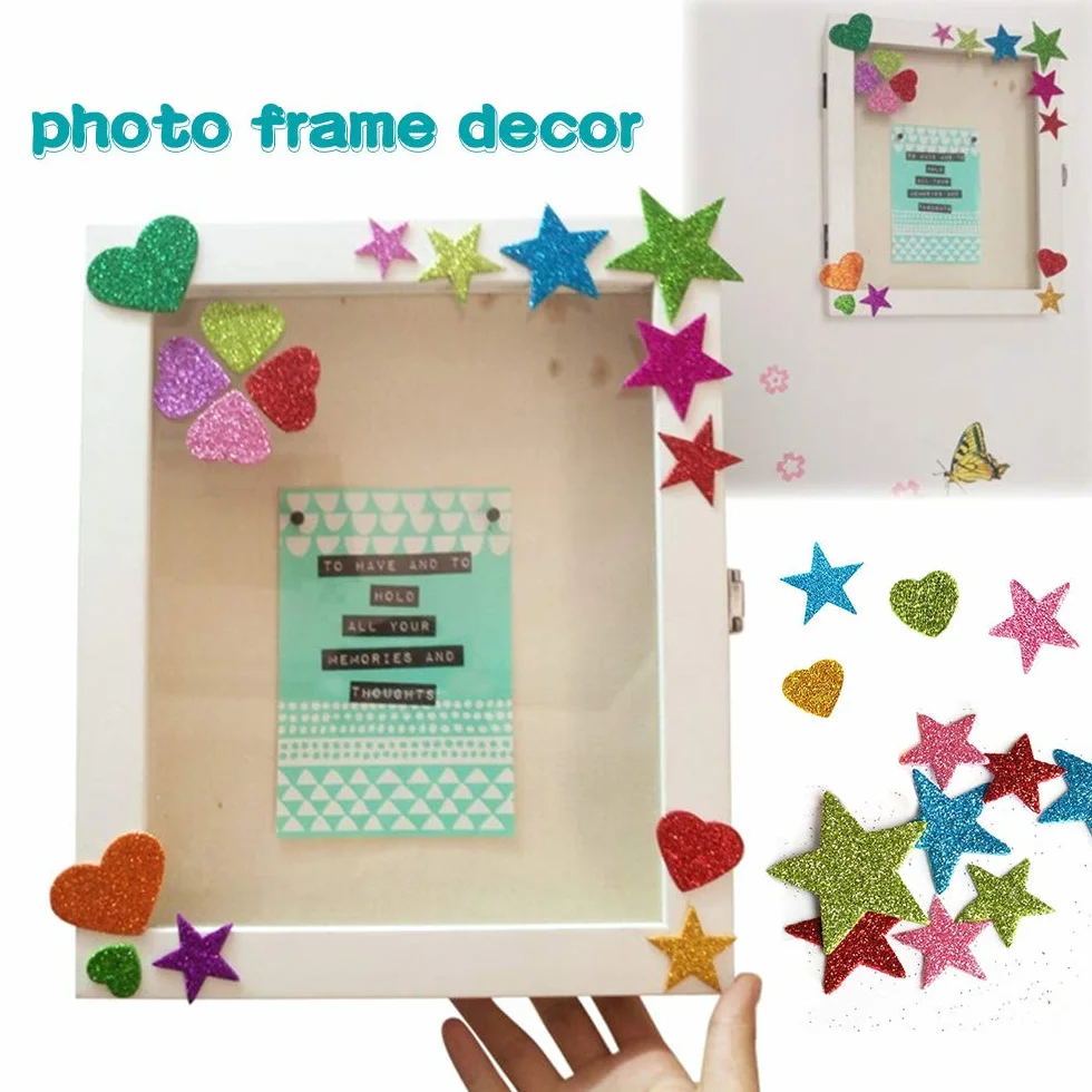 Paillettes Mousse Autocollants 150pcs, Mini Coeur et étoile Enfants, Décoration Murale