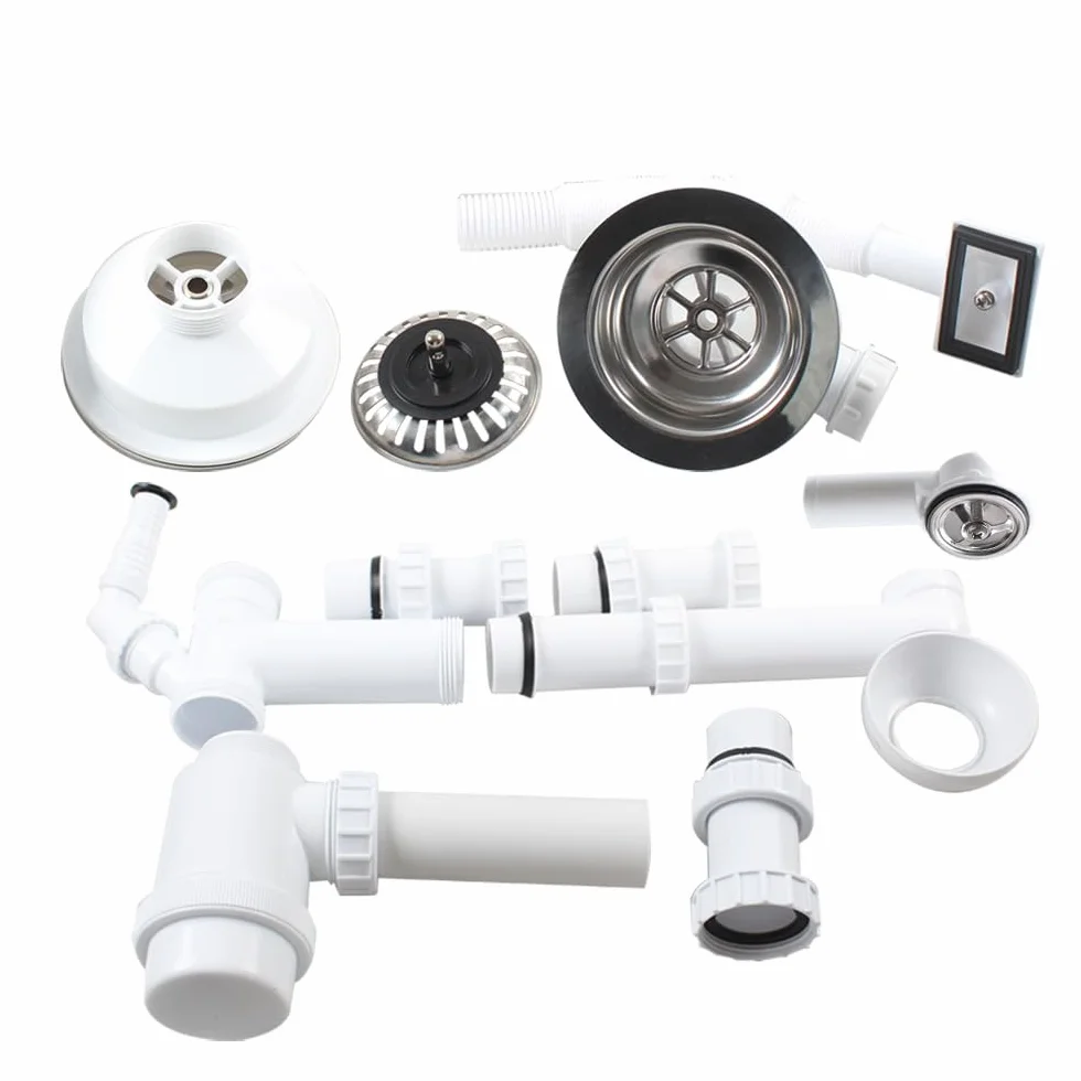 Talea Siphon double 114 mm évier raccord lave-vaisselle ouverture 84-90 mm