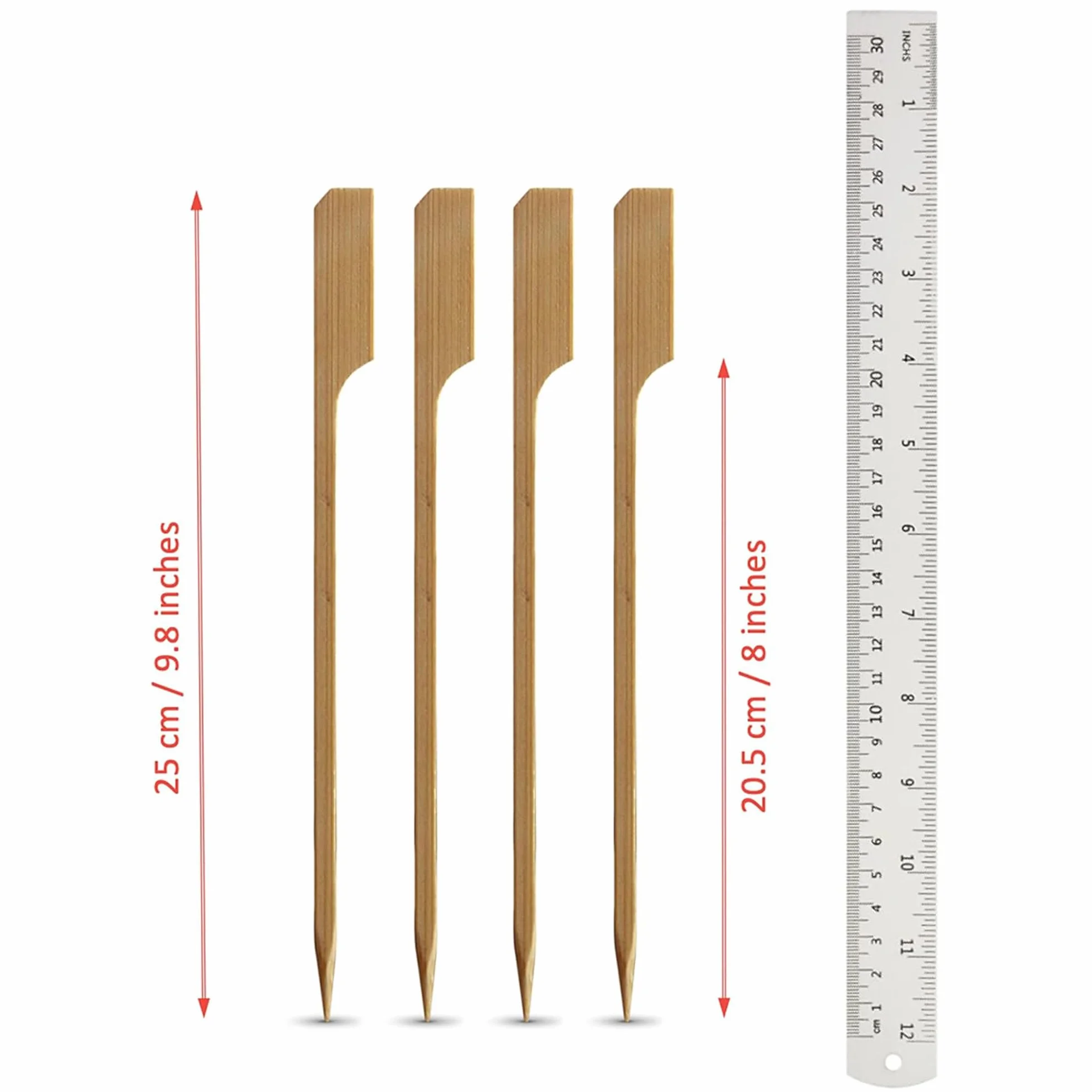 Brochettes en bambou 25cm FOOGO Green - Brochettes barbecue écologiques robustes pour fruits cocktails fête mariage