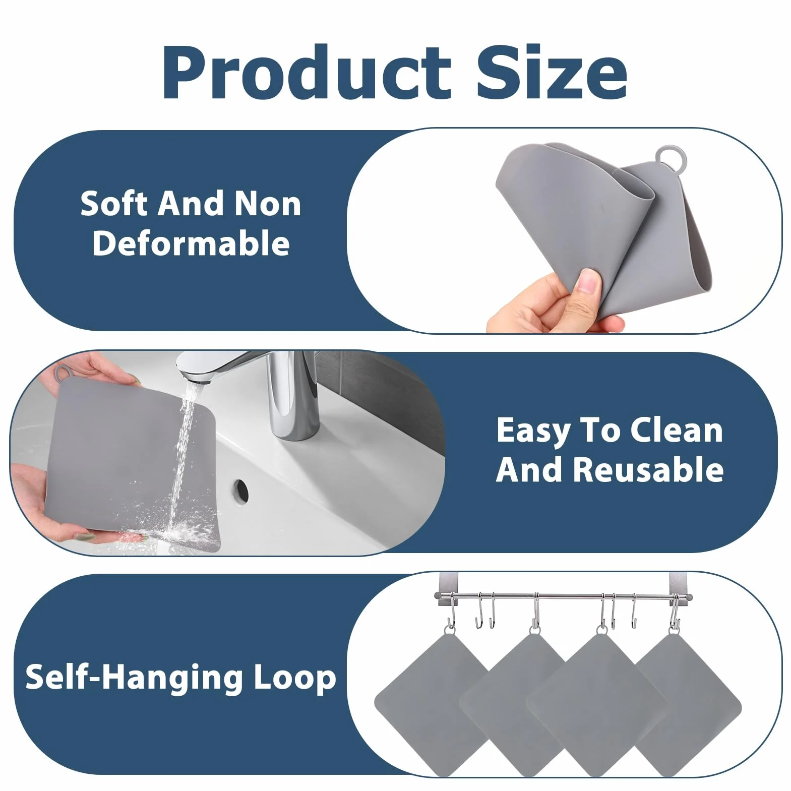 Bouchon Douche Anti Odeur 2pcs Silicone Gris 20x20 Drain Salle De Bain