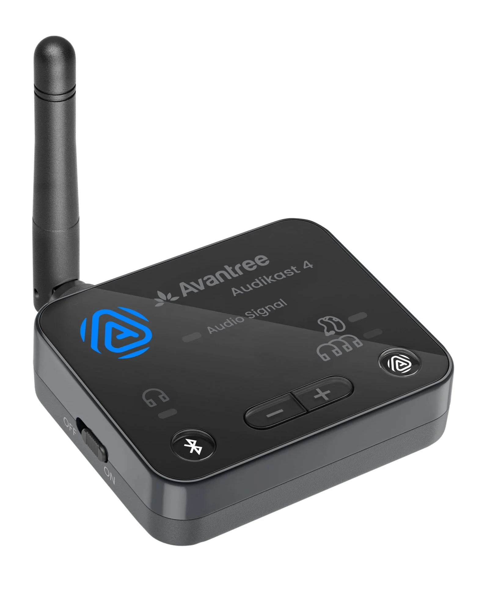 Avantree Audikast 4 – transmiter TV Auracast i Bluetooth 5.4 do słuchawek i wybranych urządzeń wspomagających słyszenie, aptX Adaptive i HD, optyczne i AUX, przyszłościowy i aktualizowany