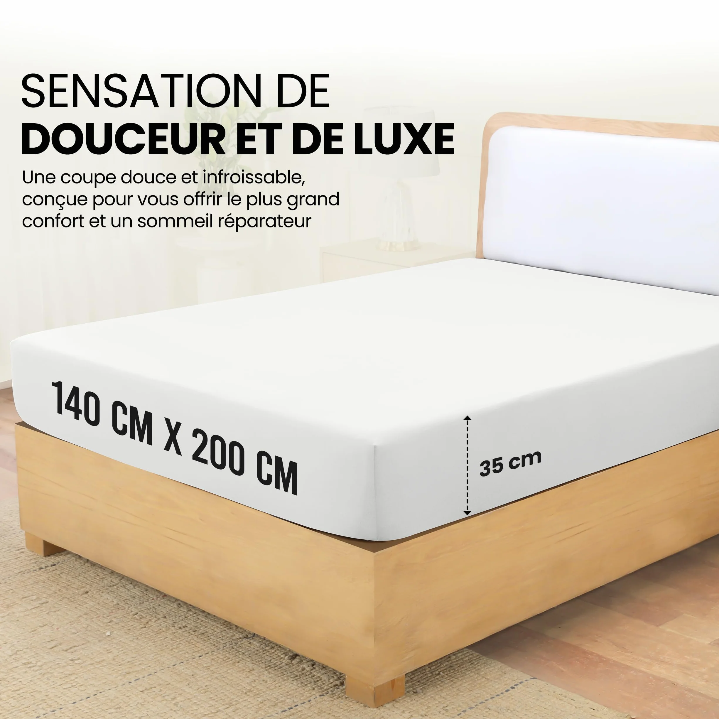Utopia Bedding Drap Housse 140x200 cm 35 cm Microfibre brossée