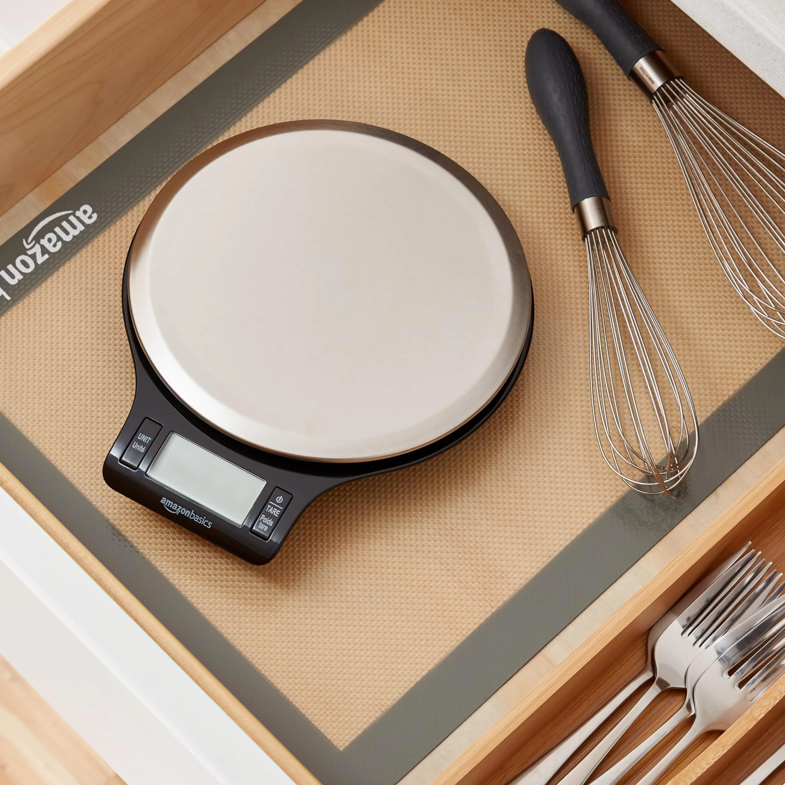 Amazon Basics Balance de cuisine numérique acier inoxydable affichage LCD Noir