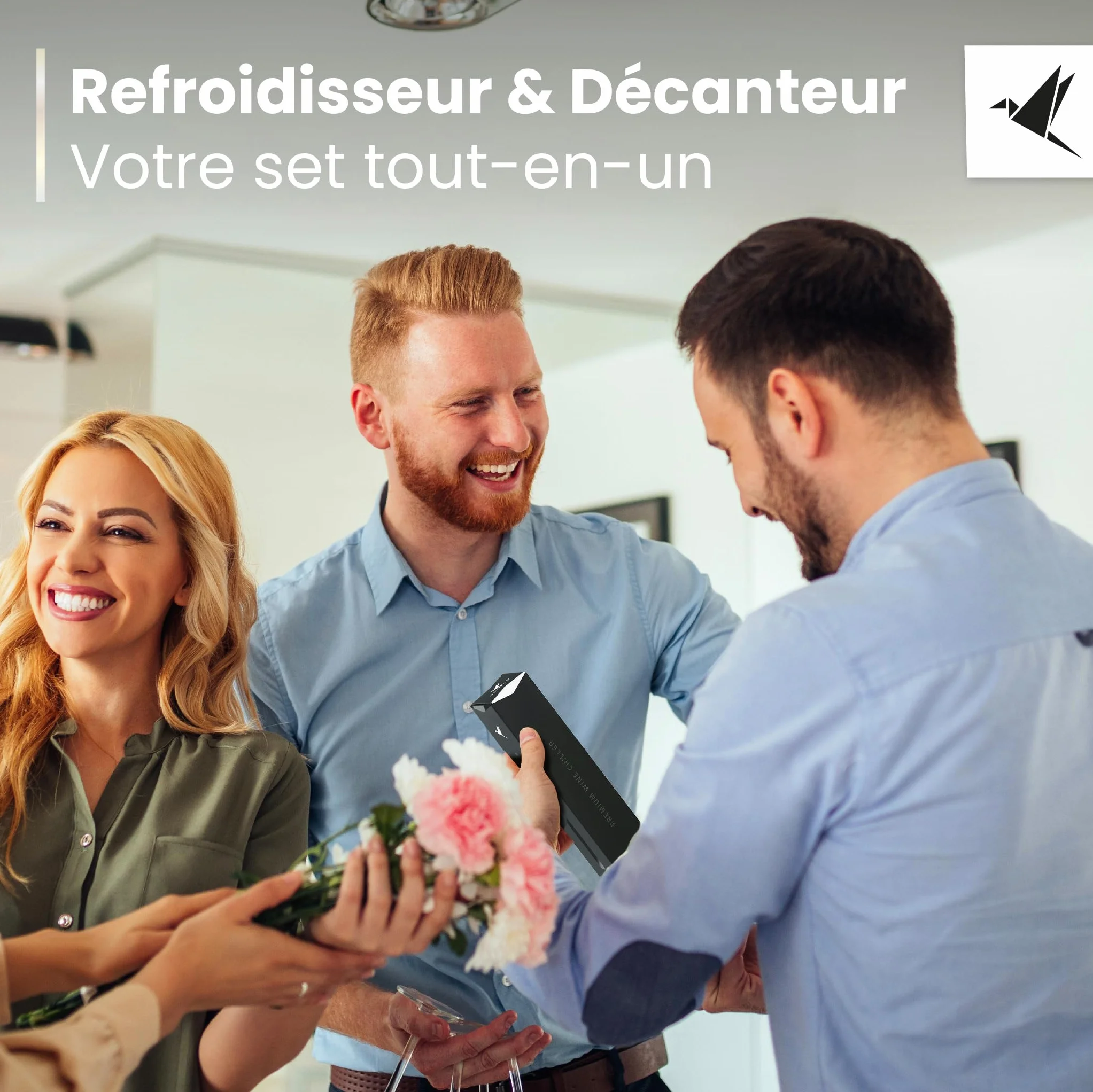 Beyond Bâton Refroidisseur de Vin en Acier Inoxydable avec Verseur – Set Rafraîchisseur pour Vin Blanc et Rouge Coffret Cadeau
