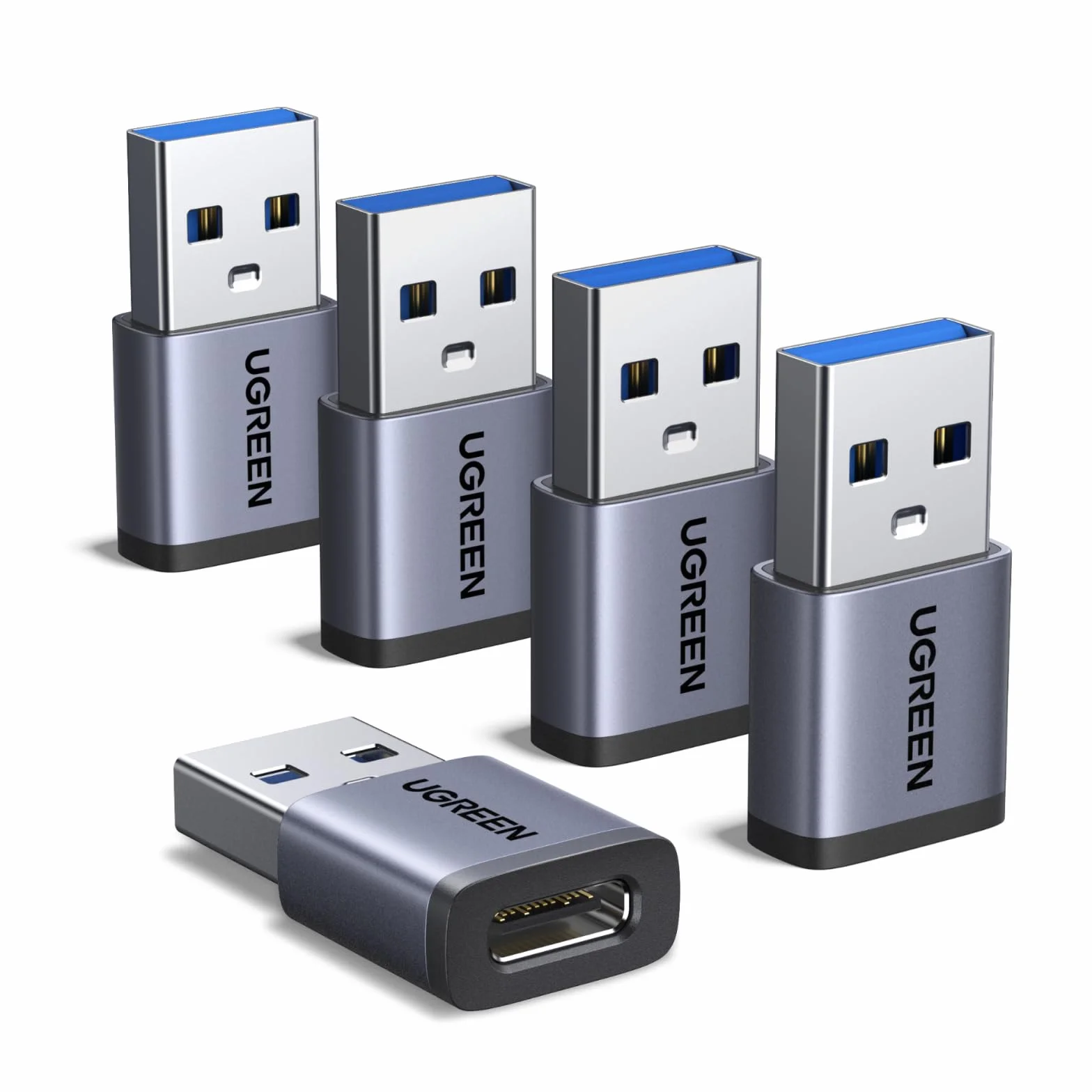 UGREEN Adaptateur USB vers USB C 3.2 10Gbps Lot de 5 Aluminium Convertisseur Type C Femelle vers Type A Mâle