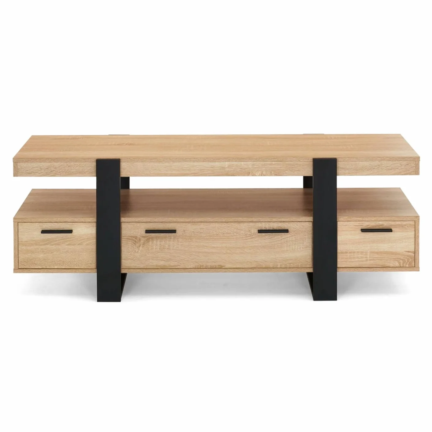 Meuble TV 140 cm Phoenix avec tiroirs Bois Noir
