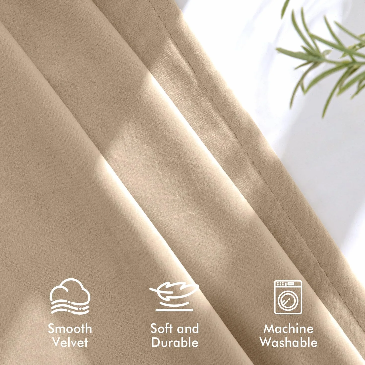 MIULEE Rideaux Velours Beige 140x245 CM Lot de 2, Semi-occultant, Thermique Isolant Anti Chaleur pour Chambre Salon