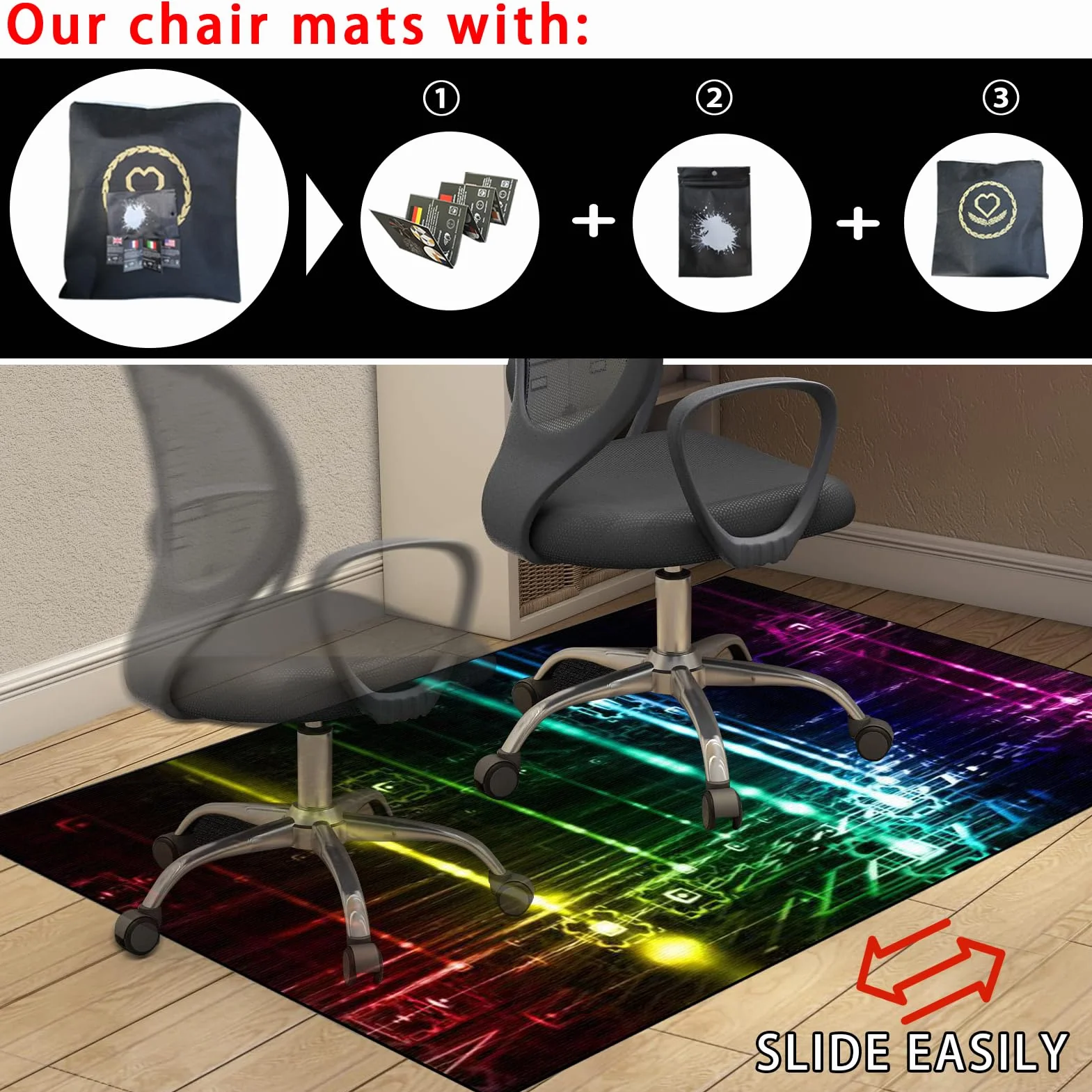 Tapis de Chaise de bureau pour ordinateur en bois dur Tapis de Chaise à Rouler 150 x 180 cm Tapis Potection de Sol Tapis Chaise Gaming Antidérapant Tapis Protecteur de Sol pour fauteuils de Gaming
