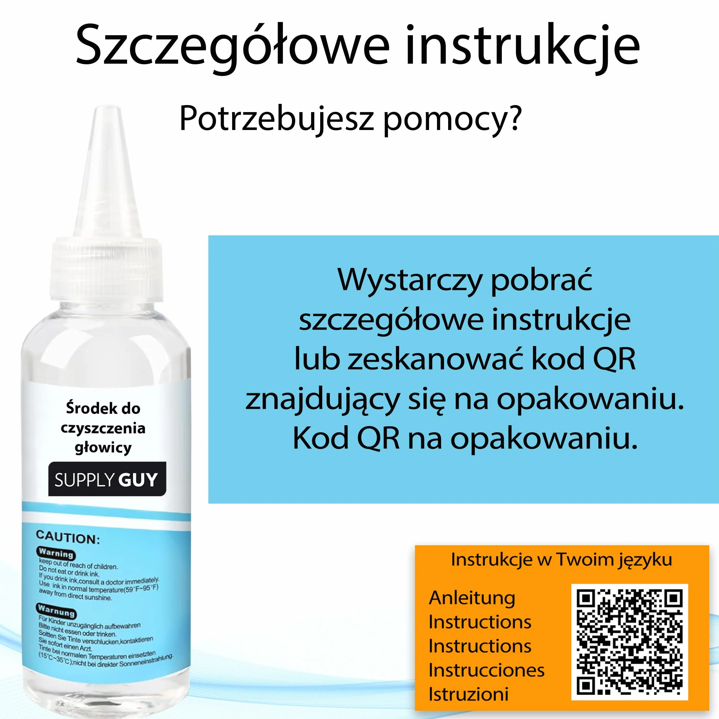 Supply Guy Środek do czyszczenia głowicy drukującej, Środek do czyszczenia dysz do czyszczenia wszystkich drukarek atramentowych - kompatybilny z Canon Epson HP (100 ml)