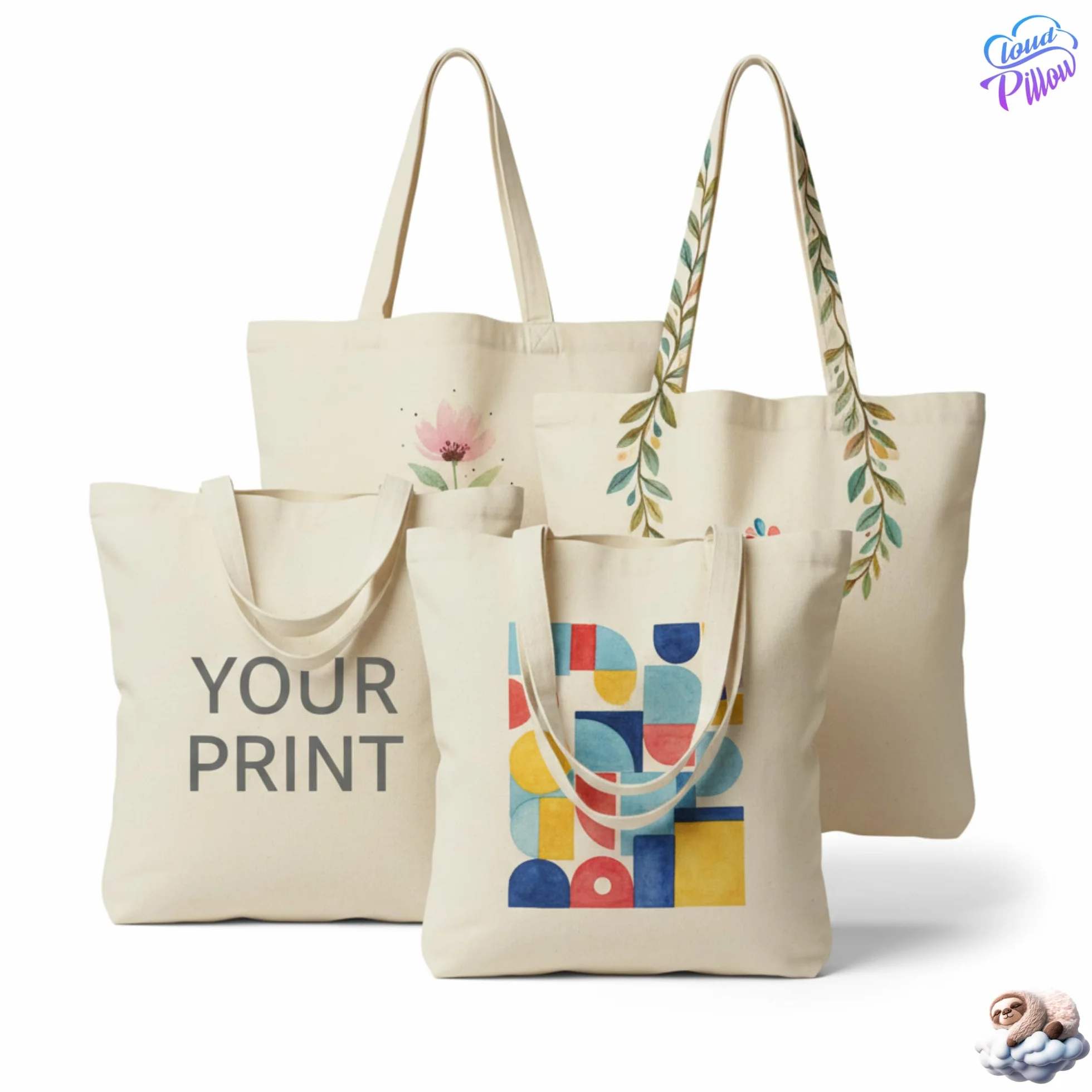 Cloud Pillow sac coton 38 x 42 cm – tote bag coton 100% 144 g/m², anses env. 70 cm, tote bag vierge pour le DIY – pratique au quotidien, pour l’université et le bureau – OEKO-TEX Standard 100