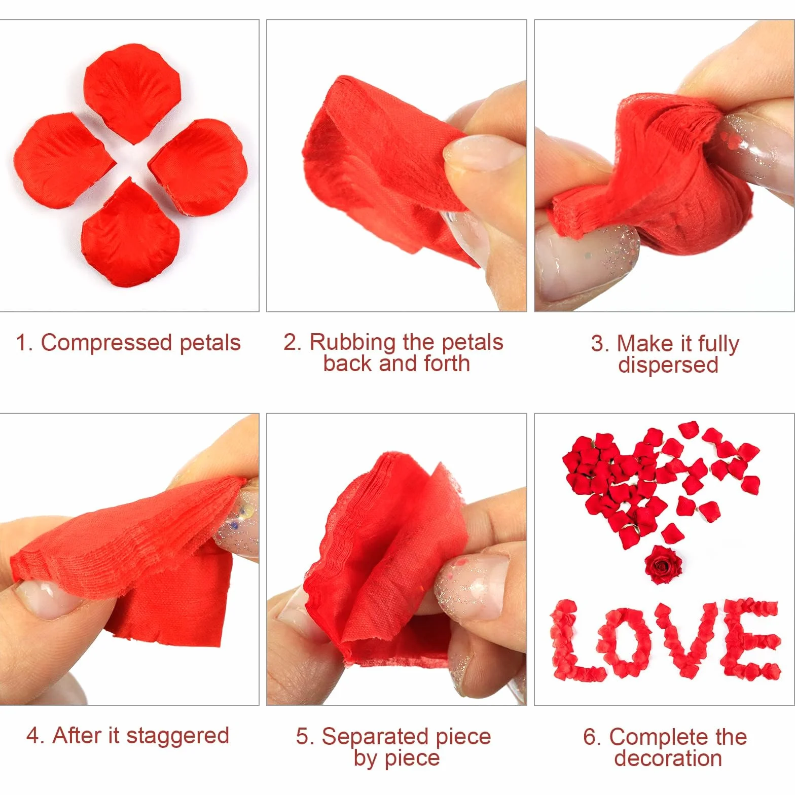 1200 Pièces Pétales de Rose Artificielles Rouges en Soie pour Mariage Saint Valentin Fête