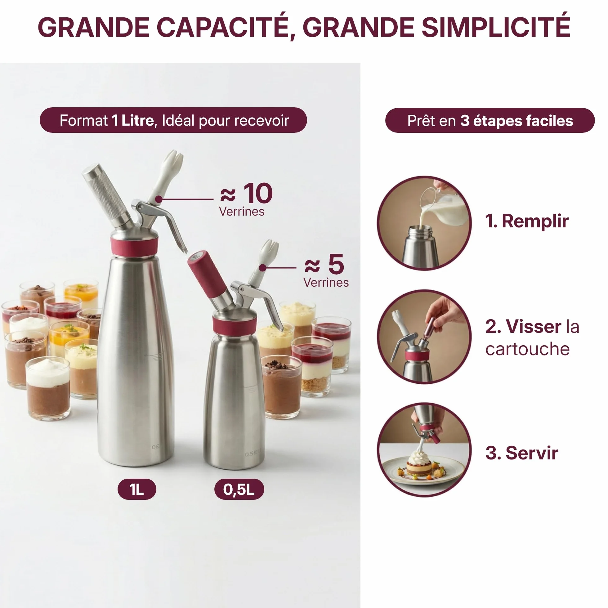 Siphon de cuisine professionnel INOX 1L - GOBEL