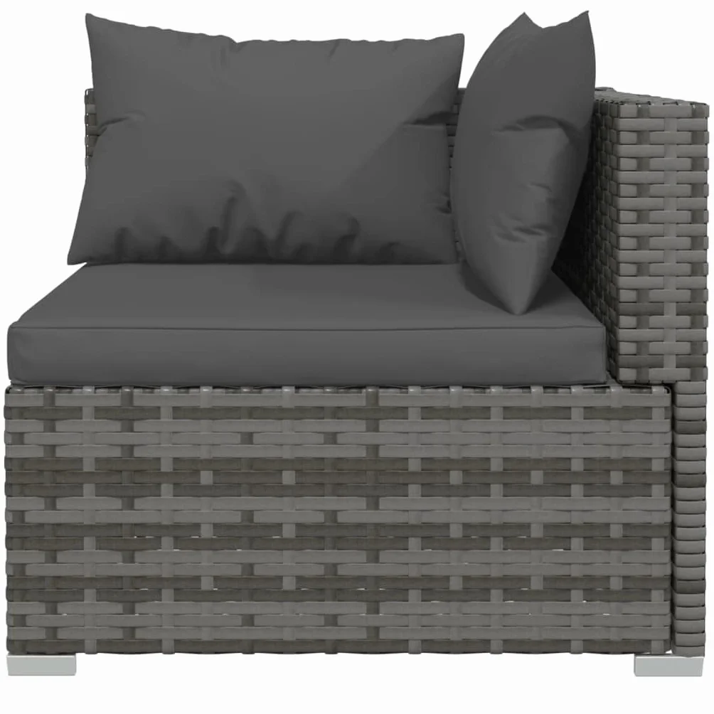 Salon de Jardin 4 pcs Résine Tressée Gris Meubles de Jardin décontractés