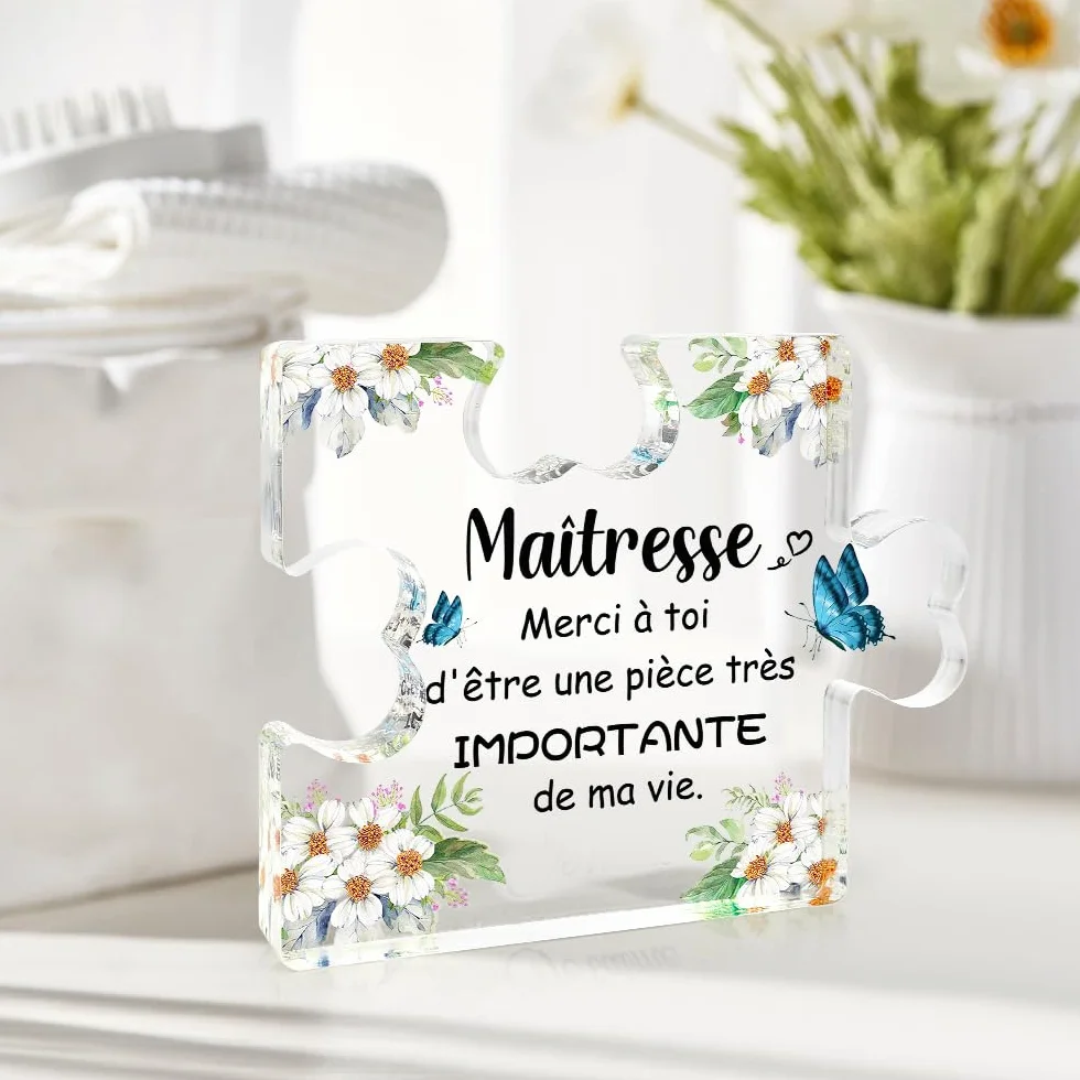 Puzzle Acrylique Cadeau Maîtresse Maternelle Fin d'année Merci Professeur