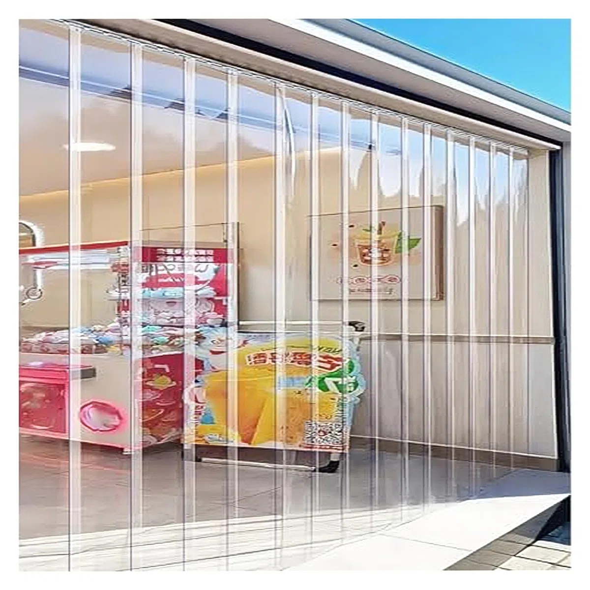 SHAARI Bandes De Rideaux De Porte en PVC, Rideaux De SéParation pour SupermarchéS ImperméAbles, Haute Transmission Lumineuse pour EntrepôTs, Camions(195x350cm/76.77x137.8in)