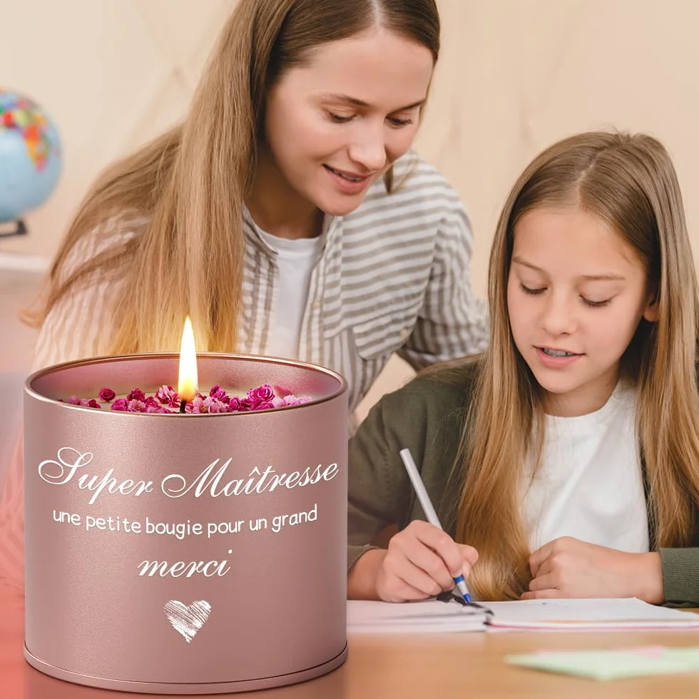 Bougie Parfumée à la Lavande KAAYEE 9oz Cadeau Maitresse D'école 50H Durée Merci Maîtresse