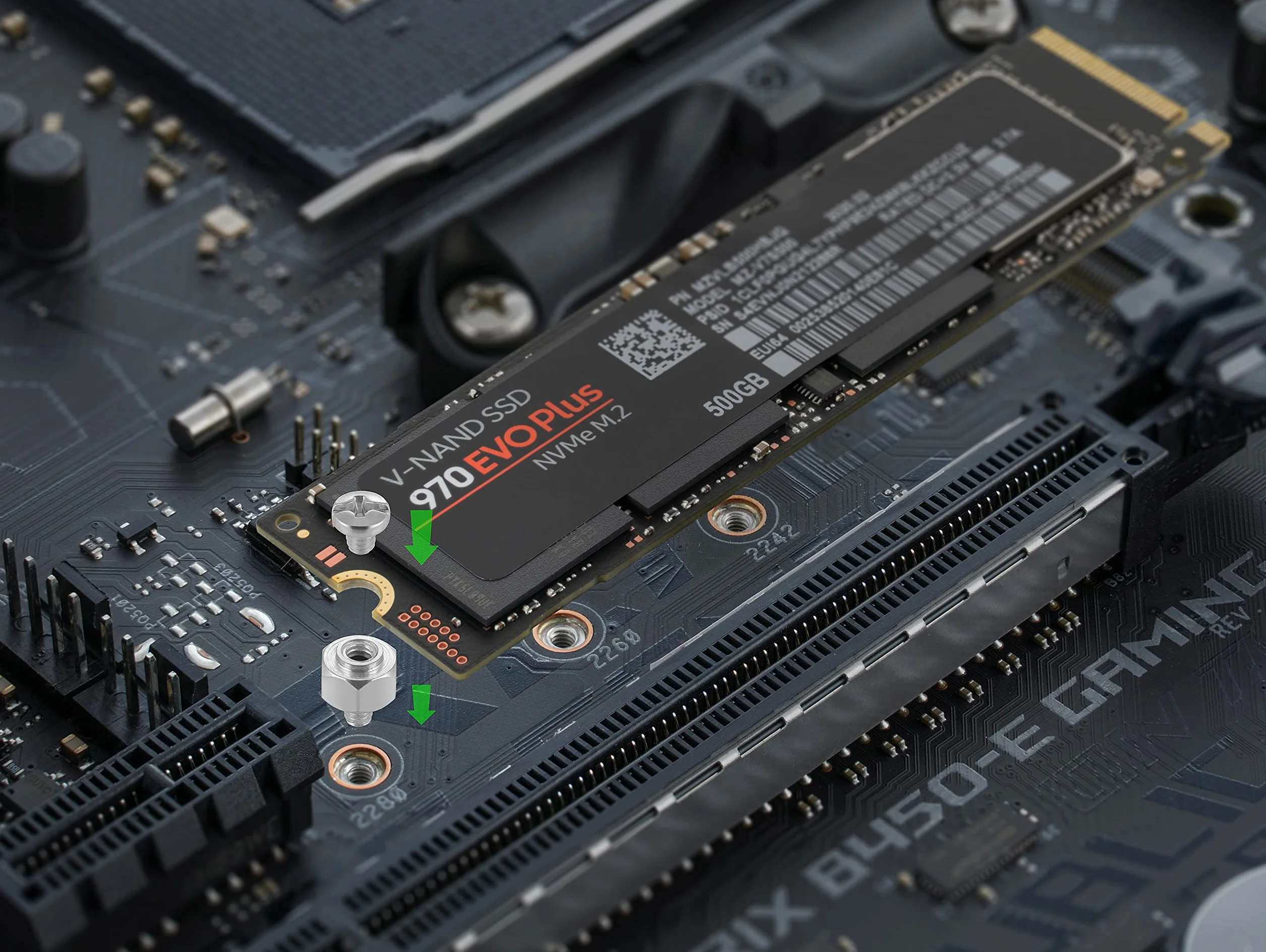Poppstar zestaw śrub PC (do montażu na M.2 SSD/NVMe, na płycie głόwnej ASUS i ASROCK), 10 śrub komputerowych, 10 tulejek dystansowych M.2 ssd (5 długich/ 5 krόtkich)