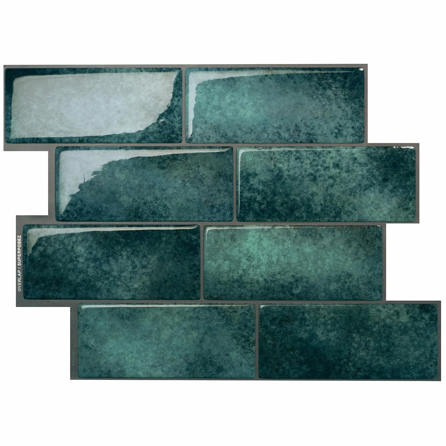Smart Tiles Credence Adhesive pour Cuisine Carrelage Adhesif Mural 3D 5 Stickers Muraux 29.34x21.28 cm Autocollant Carreaux Metro Vert émeraude
