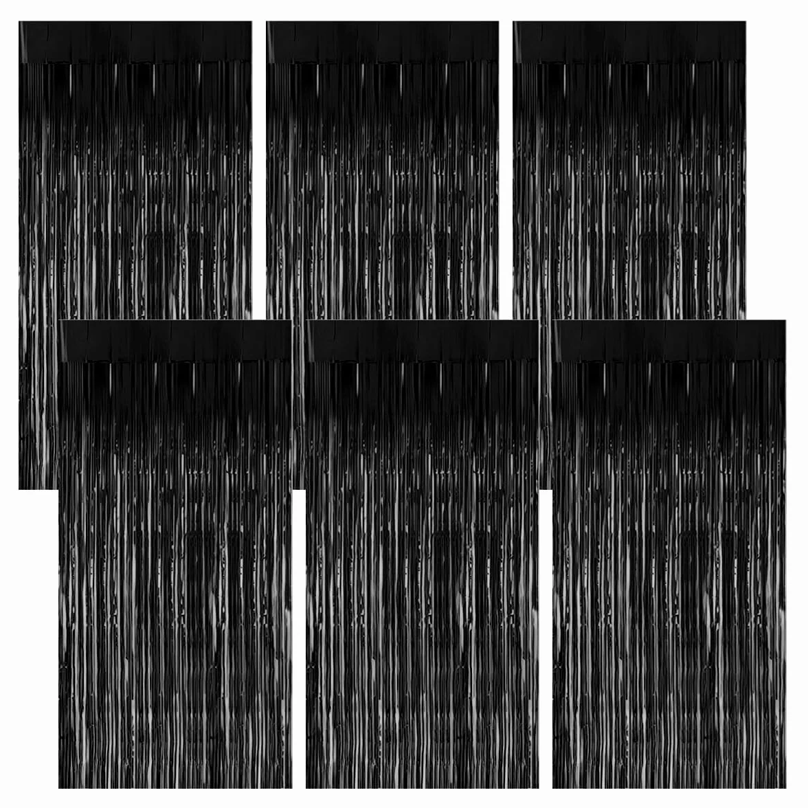 Rideaux à lamelles noirs lot de 6 1x20m paillettes plastique décoration fête anniversaire Noël