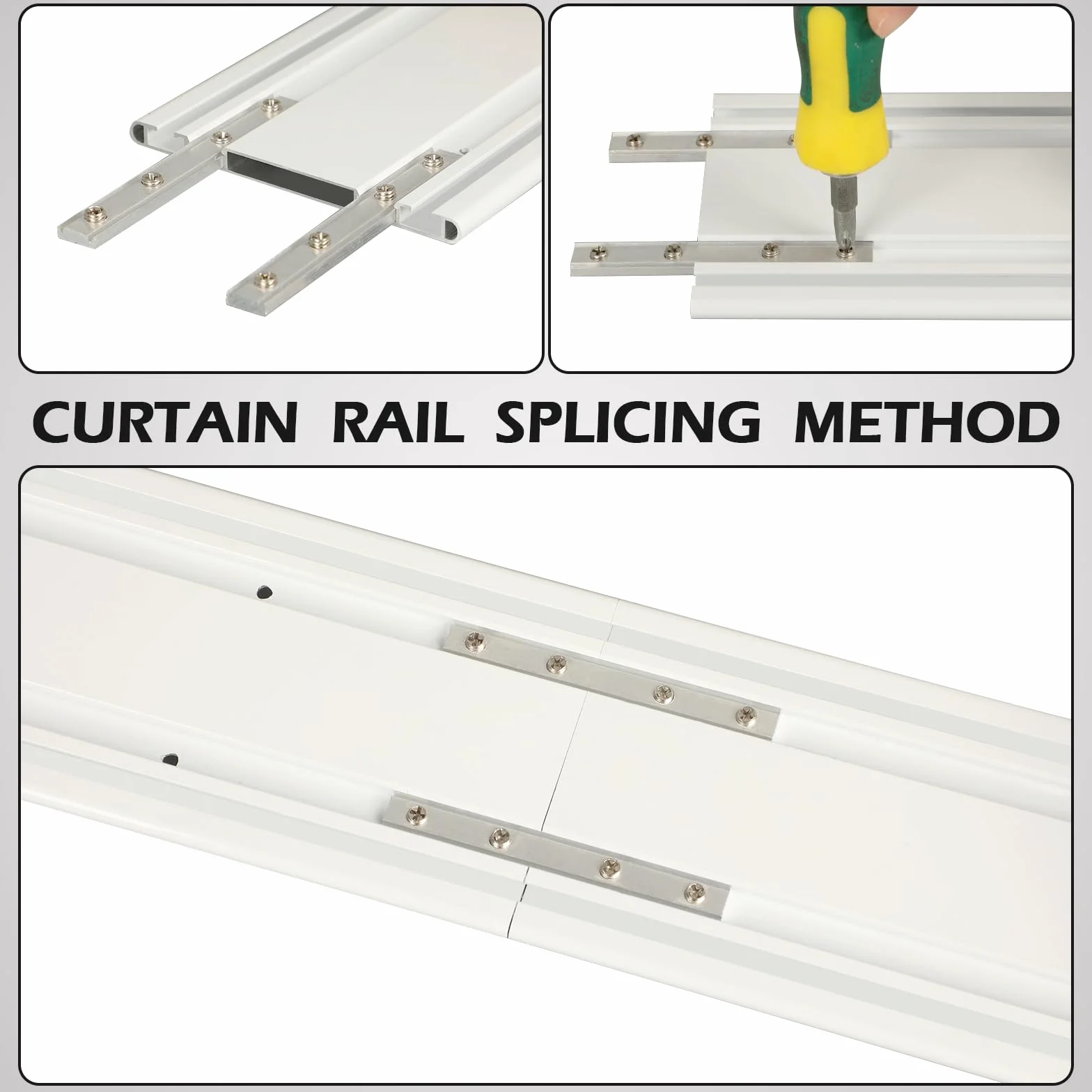 Rail de rideau à 2 voies - Montage au plafond - 200 cm - Séparateur de pièces - Système de rail en aluminium - Double rail de rideau pour salon, chambre à coucher