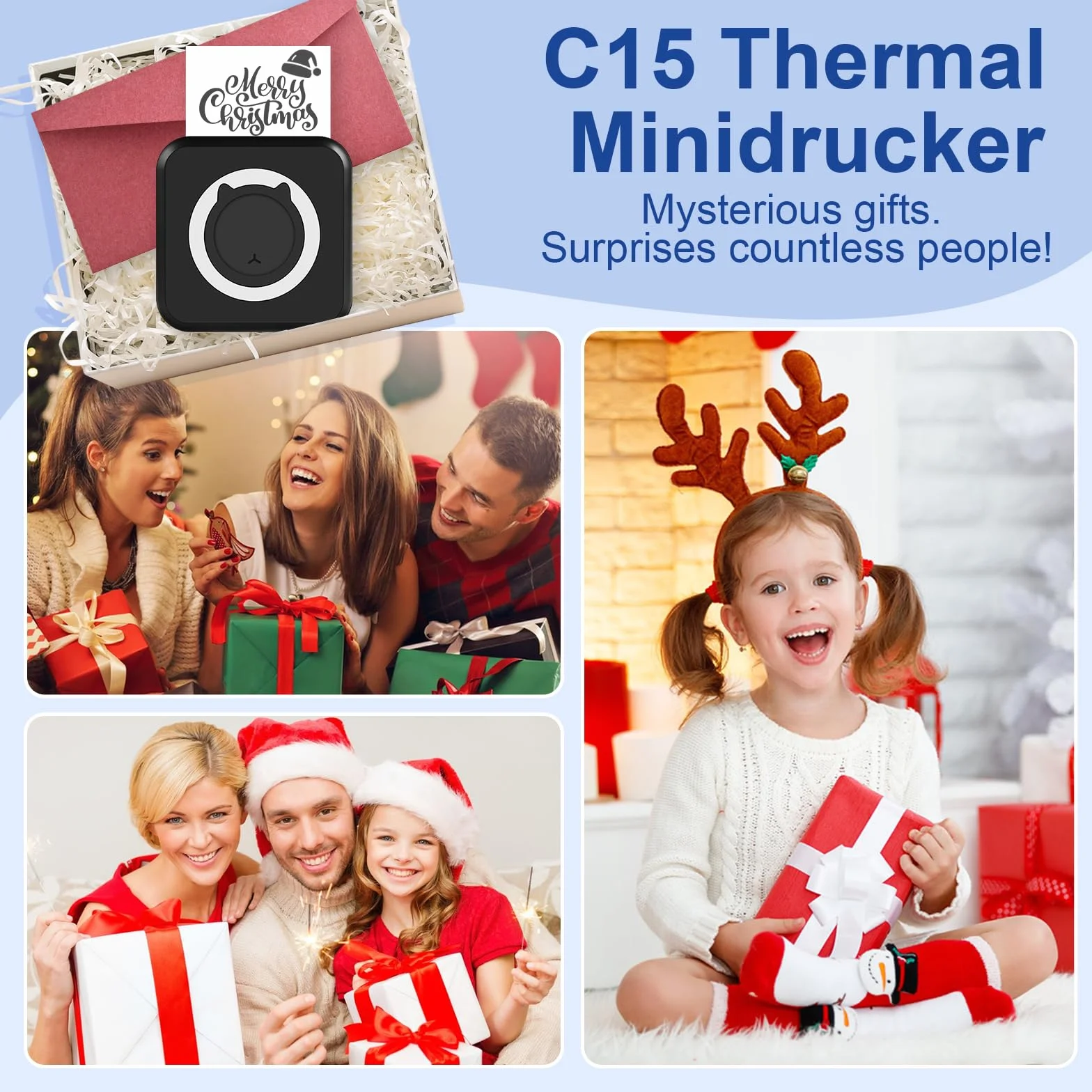 Imprimante Photo Portable sans Fil - Mini Instantané Thermique BT pour Étiquettes, Reçus, Mémos