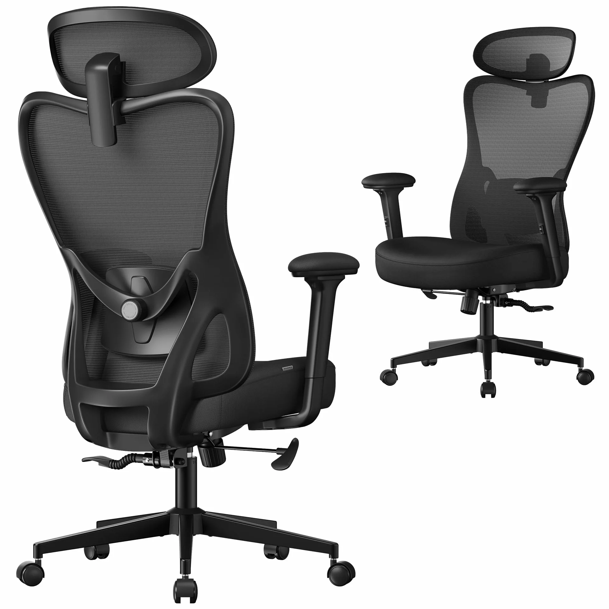 SONGMICS Chaise de Bureau Ergonomique Fauteuil Soutien Lombaire Réglable 150 kg Noir