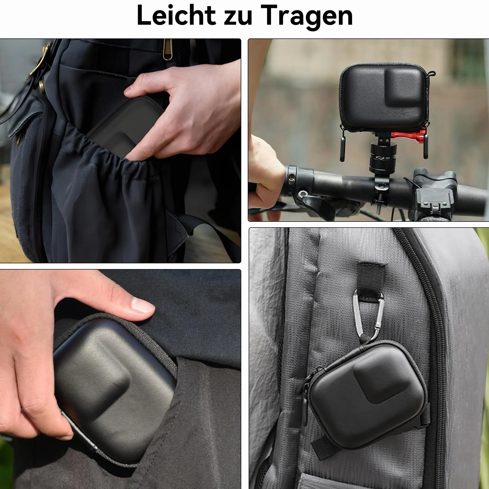 Action 5 Pro Etui Transportowe - Przenośna Torba Podróżna z Twardą Powłoką PU do DJI Osmo Action 4/3/GoPro Hero 13/Insta360 Ace Pro 2 Przechowywania Akcesoriów Kamery Pokrowiec Ochronny