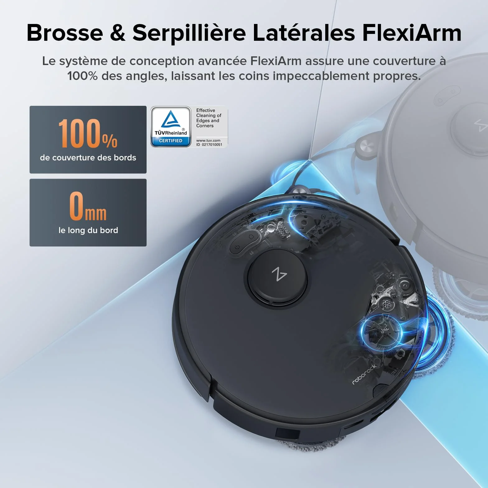 roborock Qrevo Edge S5A Aspirateur Robot 18500 Pa, Robot Aspirateur Laveur avec Double Système Anti-Enchevétrements, DuoDivide Brosse & FlexiArm Serpillière, ChÃssis AdaptiLift. Lavage à l'eau Chaude