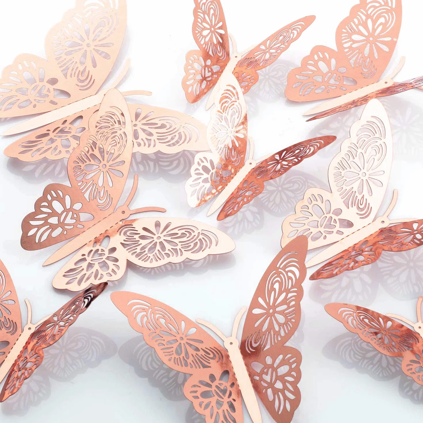 Papillon Stickers Muraux 3D 48 Pièces Décoration Rose Fête Anniversaire Mariage Maison