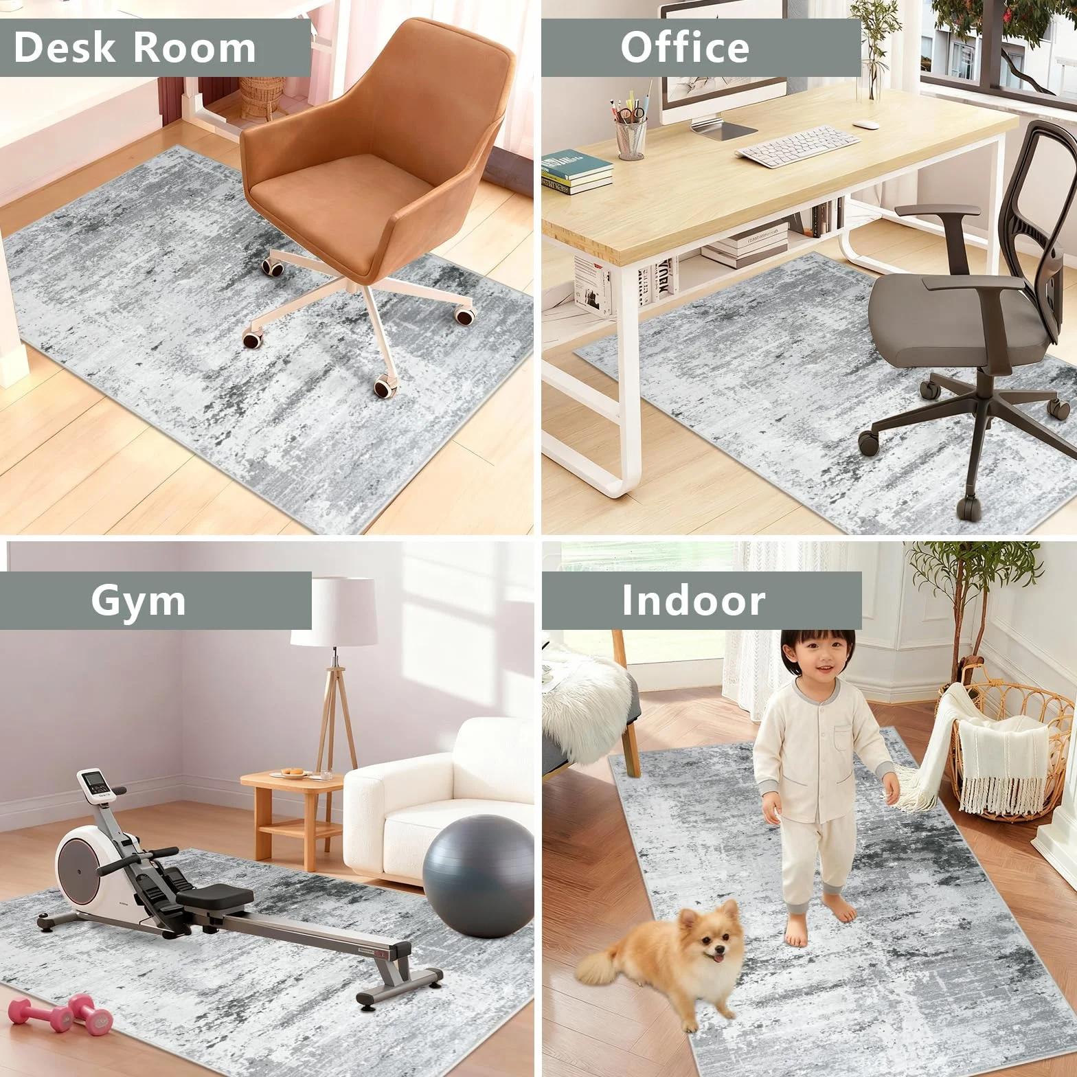 Cekene Tapis Chaise de Bureau de Bureau pour Plancher en Bois Dur Gris 120x150cm Antidérapant Protection Sol Chaise Bureau Abstrait Tapis Gaming Sol pour Chaise Roulante
