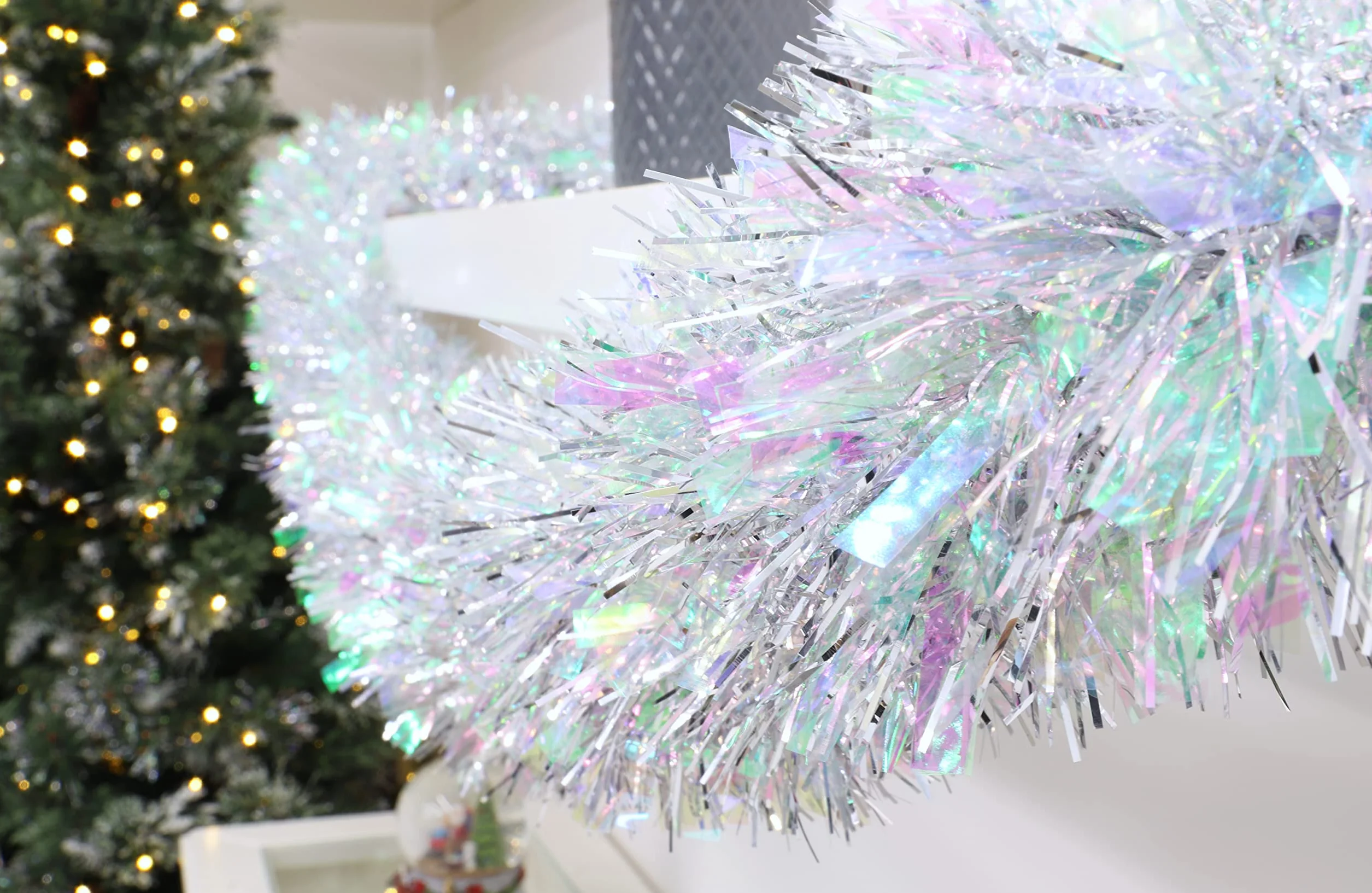 Christmas Concepts Tinsel de Noël Chunky/Fine 3m Argent & Irisé