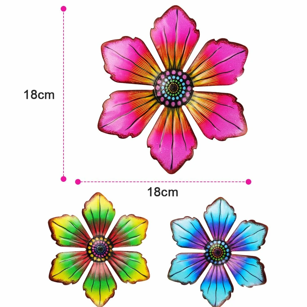 OFFCUP Fleurs en Métal 3pcs Décoration Murale Extérieur Jardin