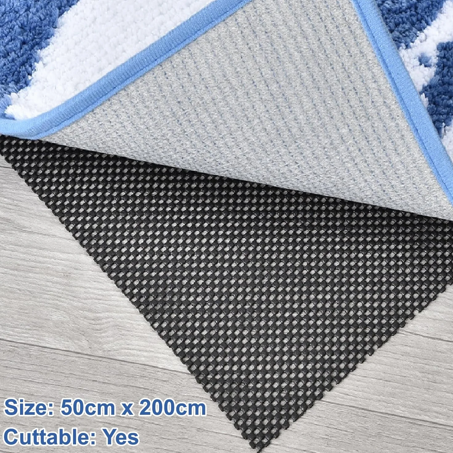KAHEIGN Tapis Antidérapant PVC 50x200 cm Impérméable pour Maison Bureau Cuisine Salle de Bains Noir
