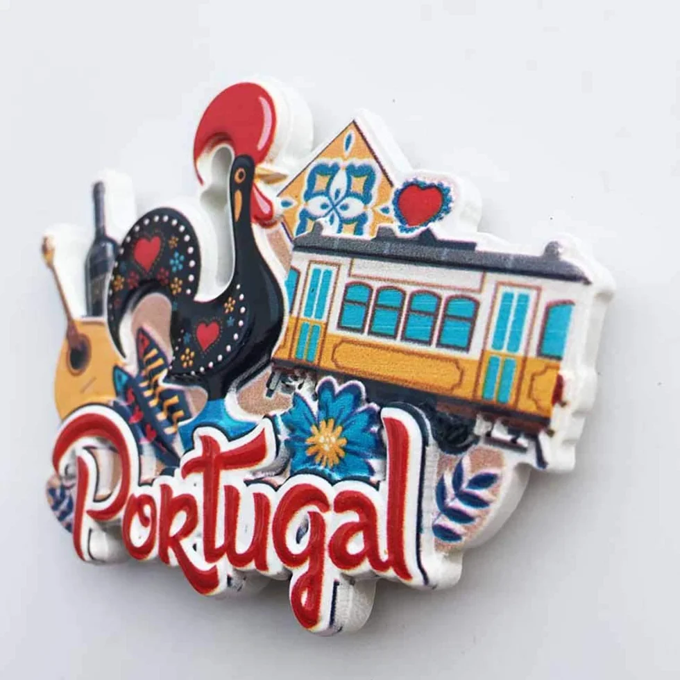 Aimant de réfrigérateur 3D Portugal souvenir touristique résine fait main