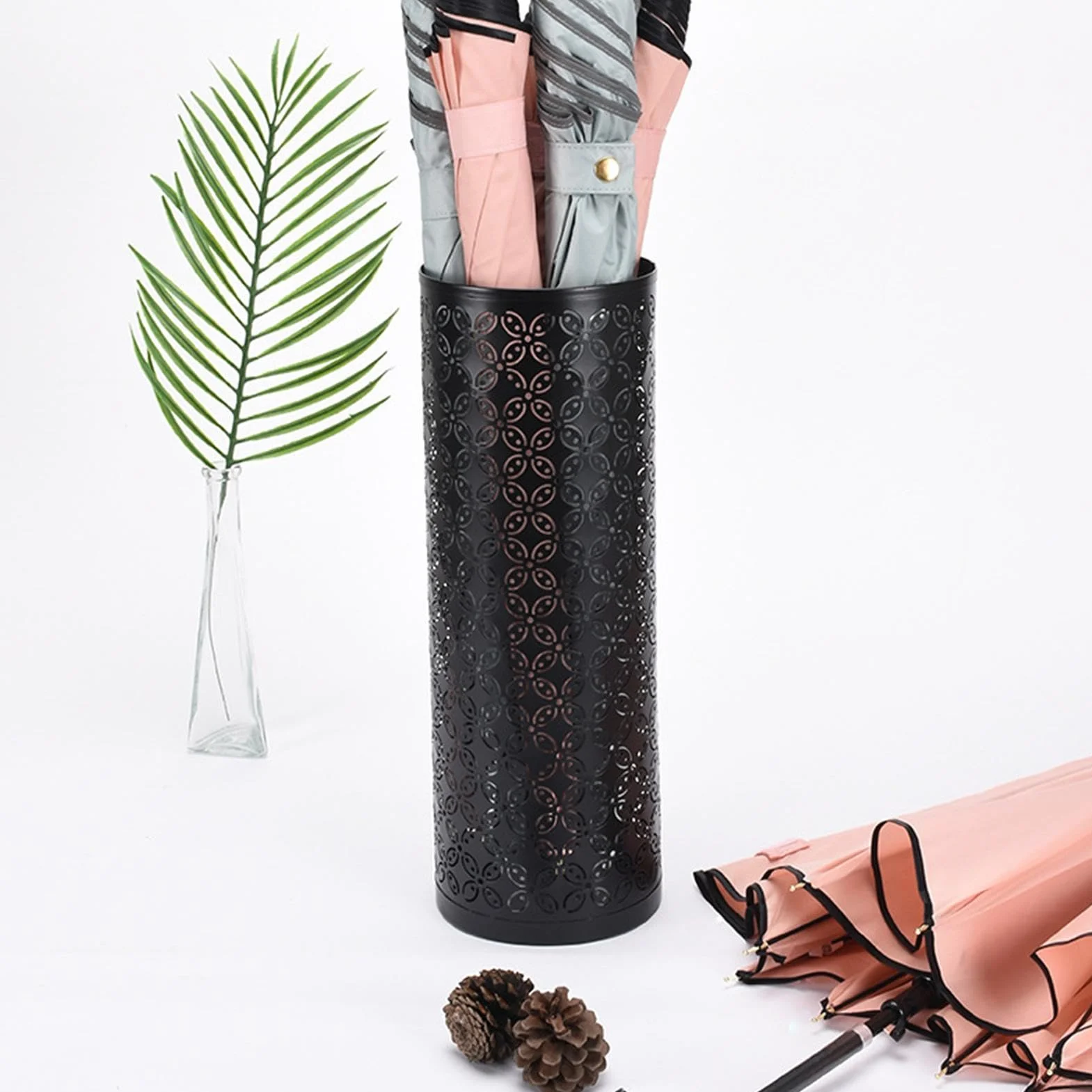 Porte Parapluies Métal Support Rangement Cylindrique 42x15cm