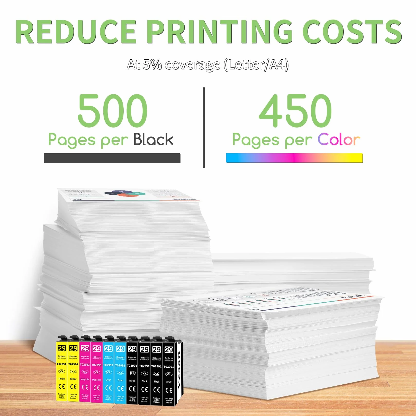 Cartouches d'encre Compatibles pour Epson 29 XL Lot de 10 pour XP-352 XP-342 XP-442 XP-452