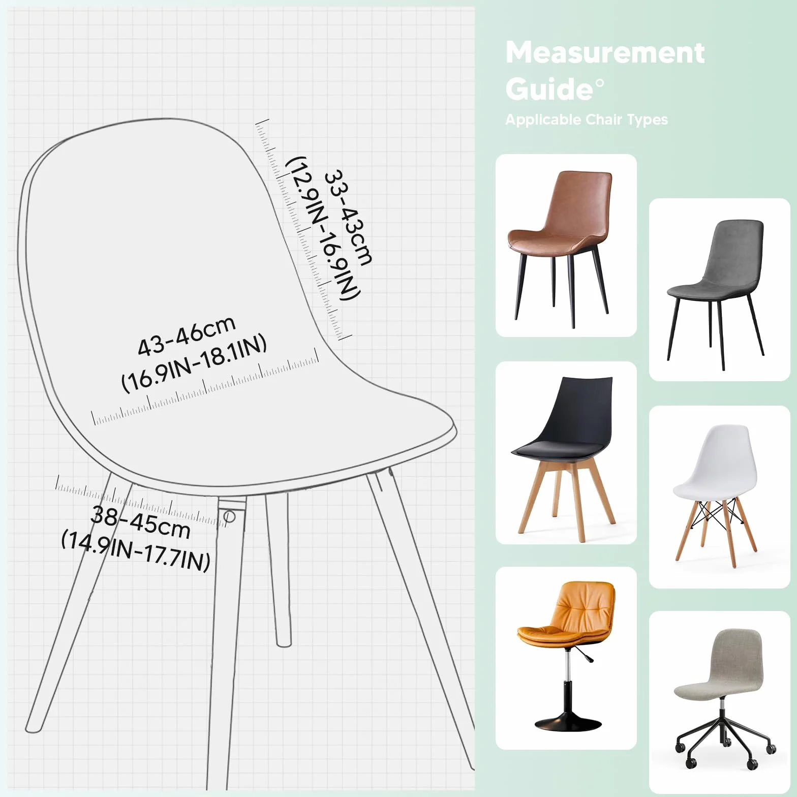 Housse de Chaise Scandinave 4 Pièces Universel Lavable Extensible Noir