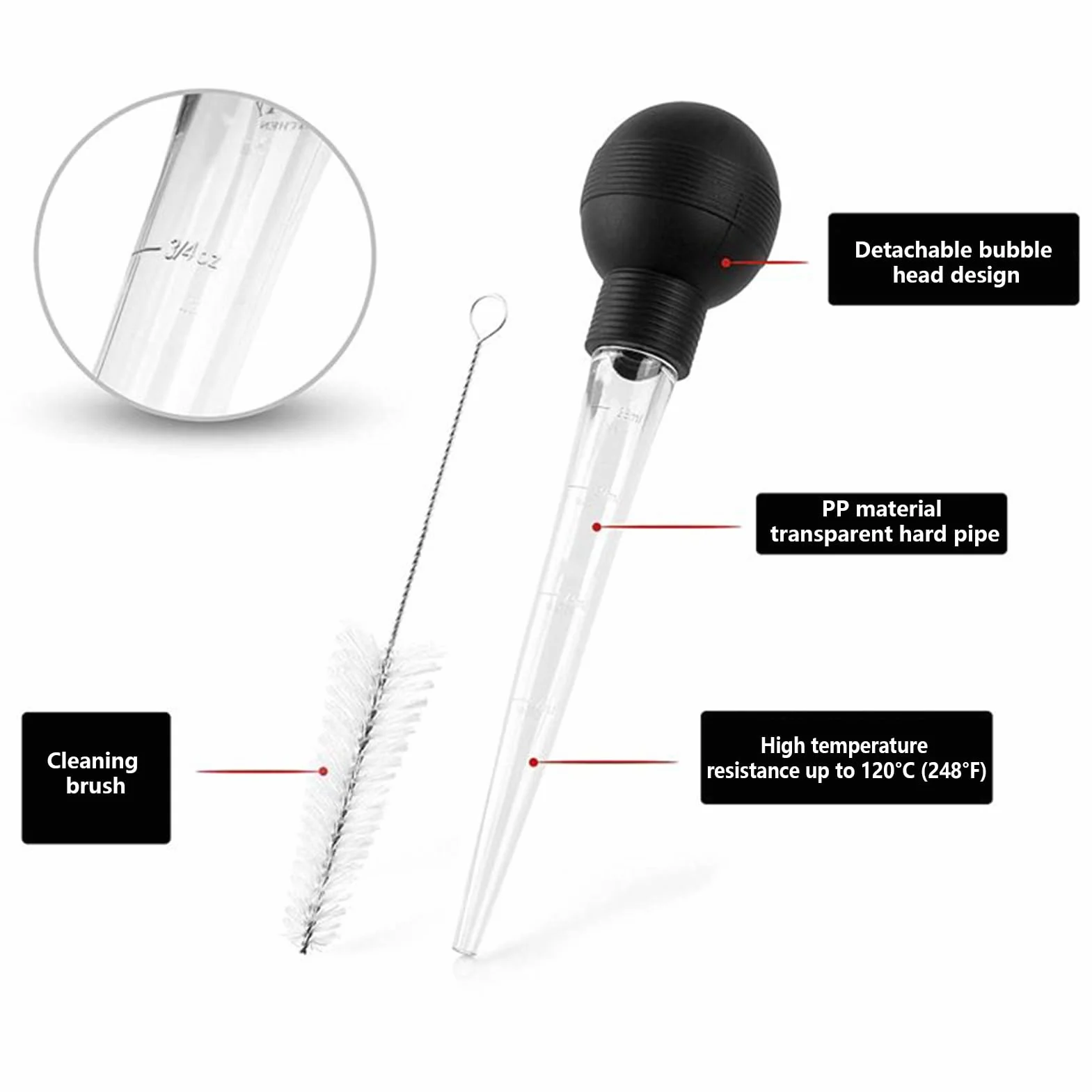 Lardeuse Extracteur d'assaisonnement manuel avec brosse de nettoyage Poire à sauce pour cuisine