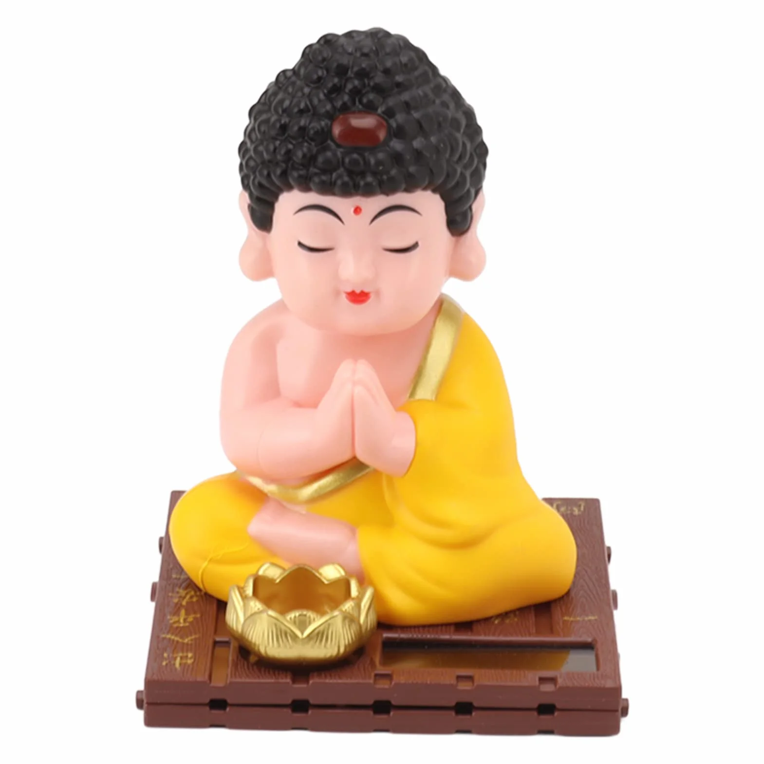 Figurine de Bouddha Hochant la Tête Solaire, Statue en Plastique Couleurs Vives pour Maison Voiture Bureau