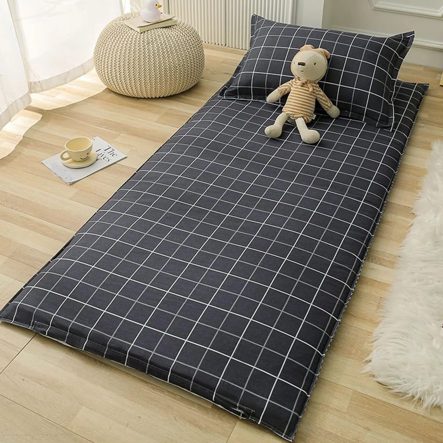 Housse de Matelas Zippée en Tatami 100% Coton pour Futon Traditionnel Queen 150x200cm