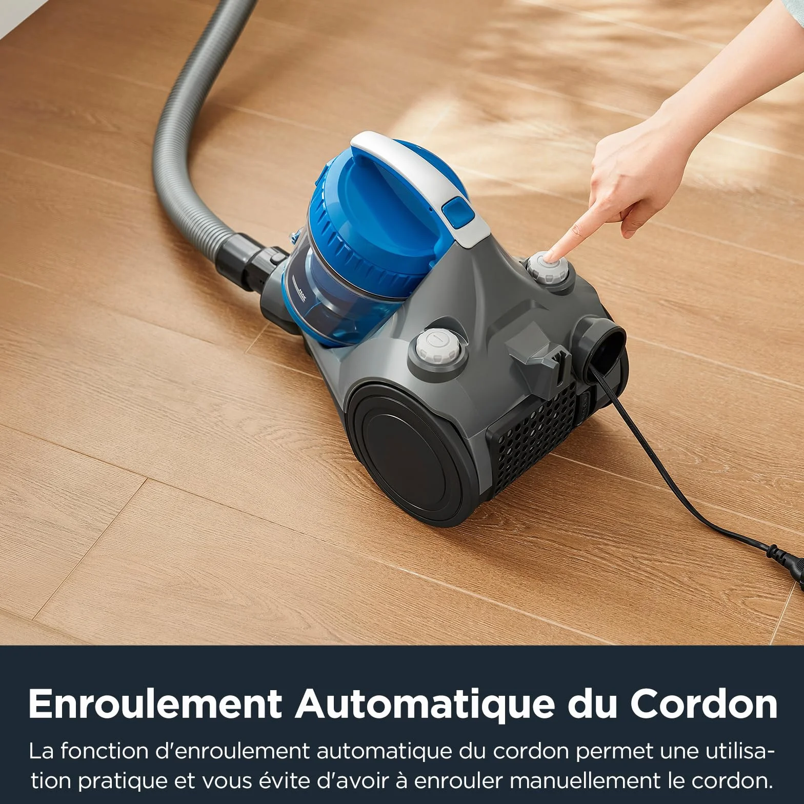 Eureka WhirlWind Aspirateur sans Sac, Aspirateur Traîneau silencieux, Aspirateur Cyclonique Léger et Puissant pour Tapis, Sols Durs, Poils d'Animaux et Poussière, 700W, 1,5L, Bleu