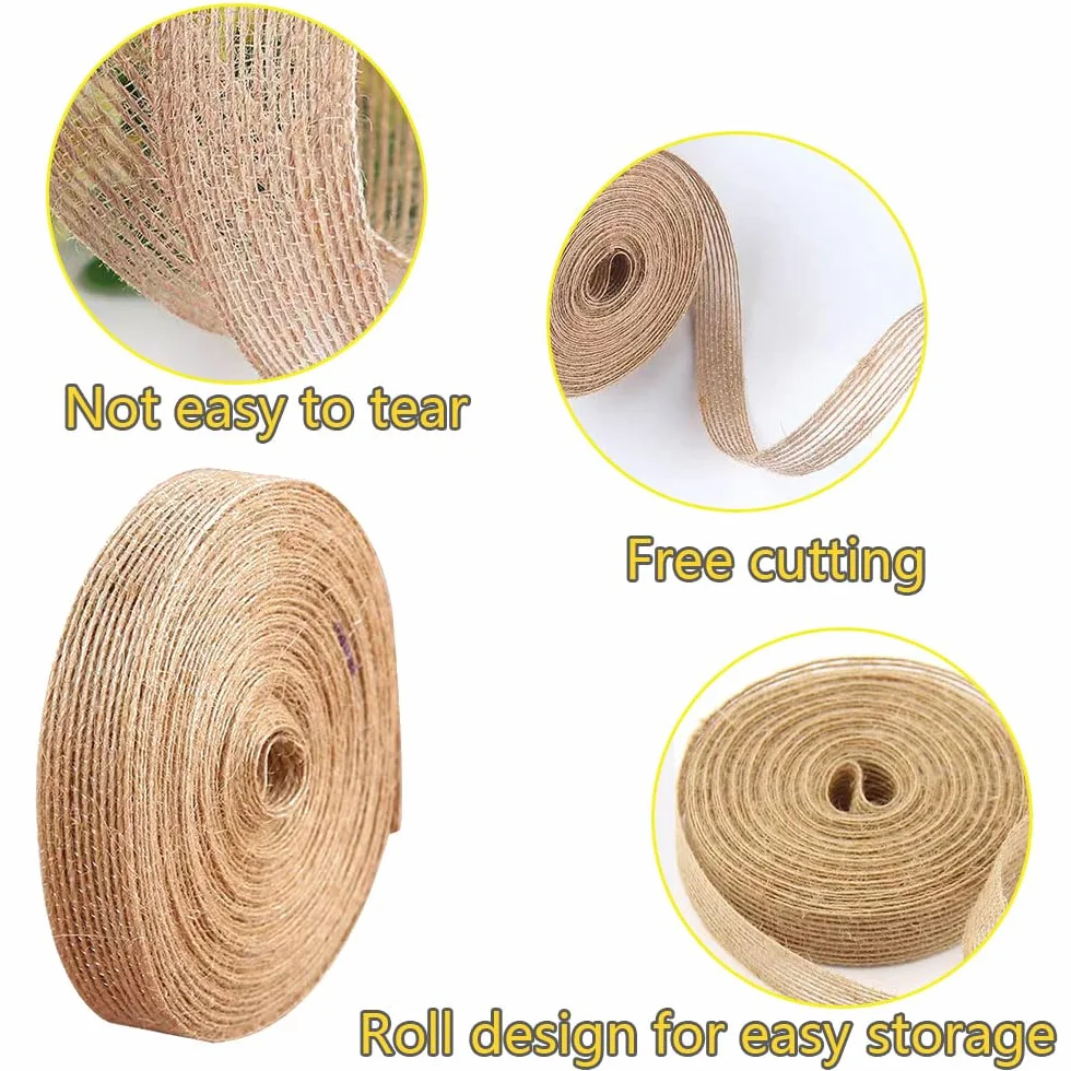 Ruban de Jute 1,5cm x 10M Vintage pour Emballages Cadeaux