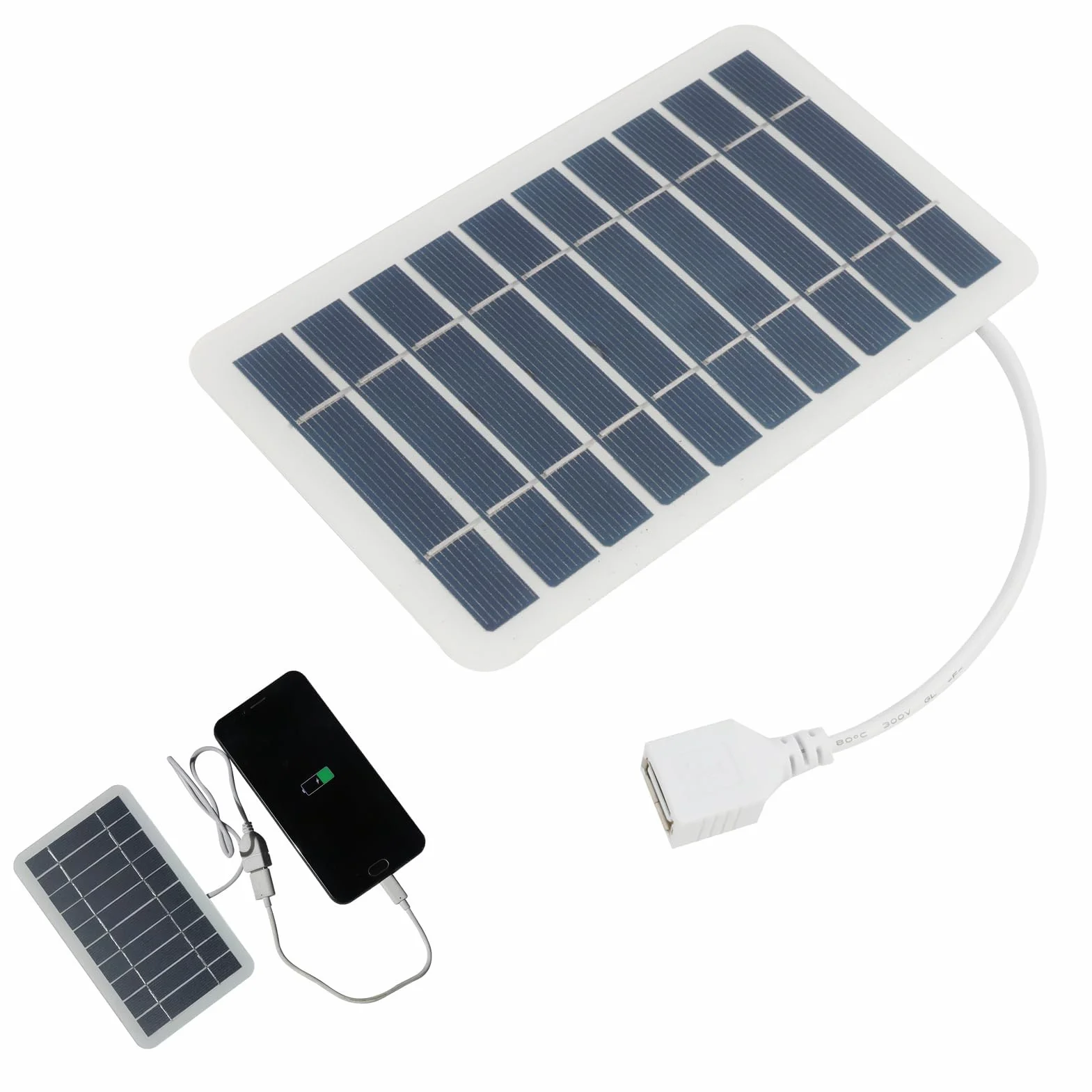 Przenośny panel słoneczny 2 W, 5 V z USB, wodoodporny i trwały, ramka z płyty epoksydowej do smartfonów, powerbanku, kempingu, wędrówek